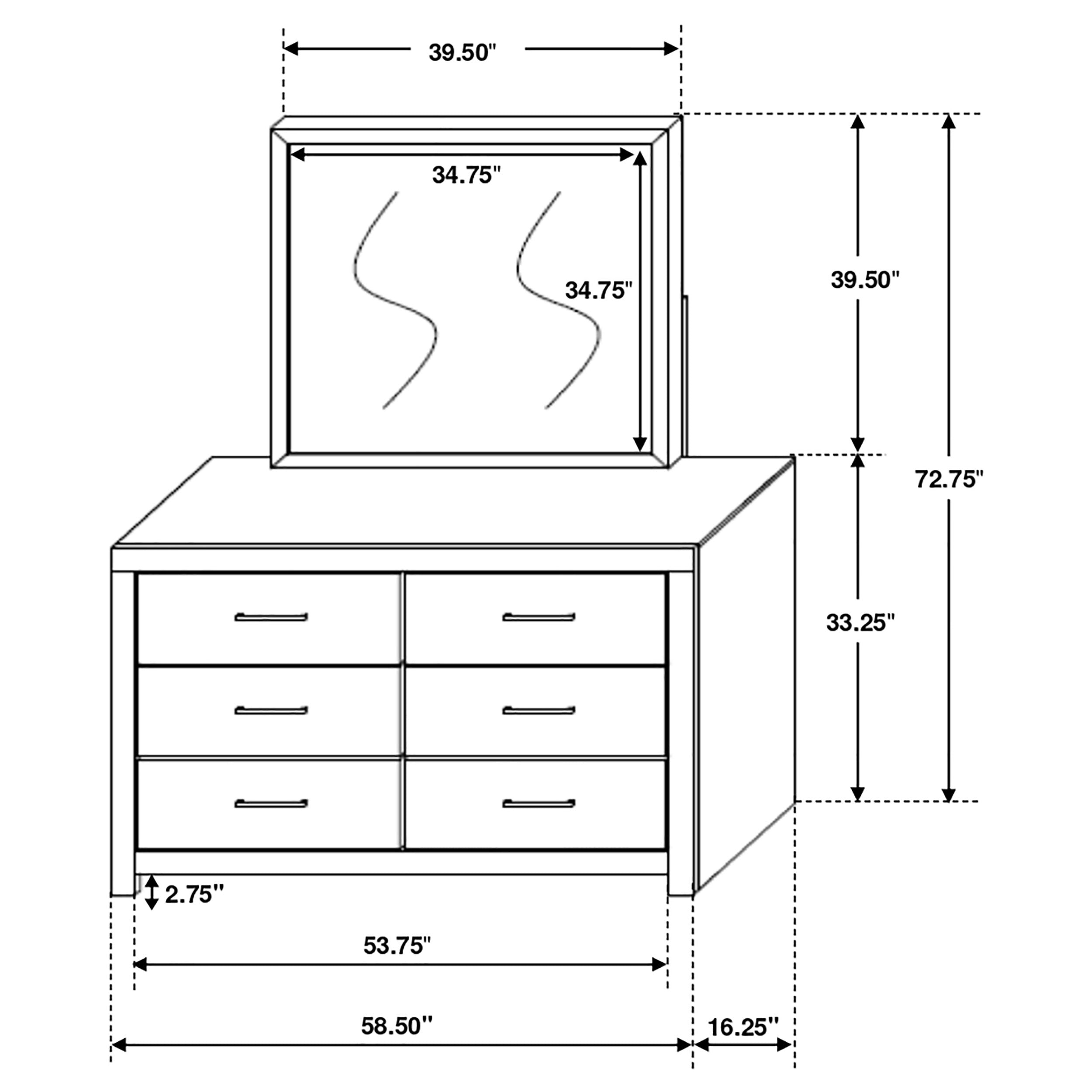 Brantford 6-drawer Dresser with Mirror Coastal White-CoasterEveryday