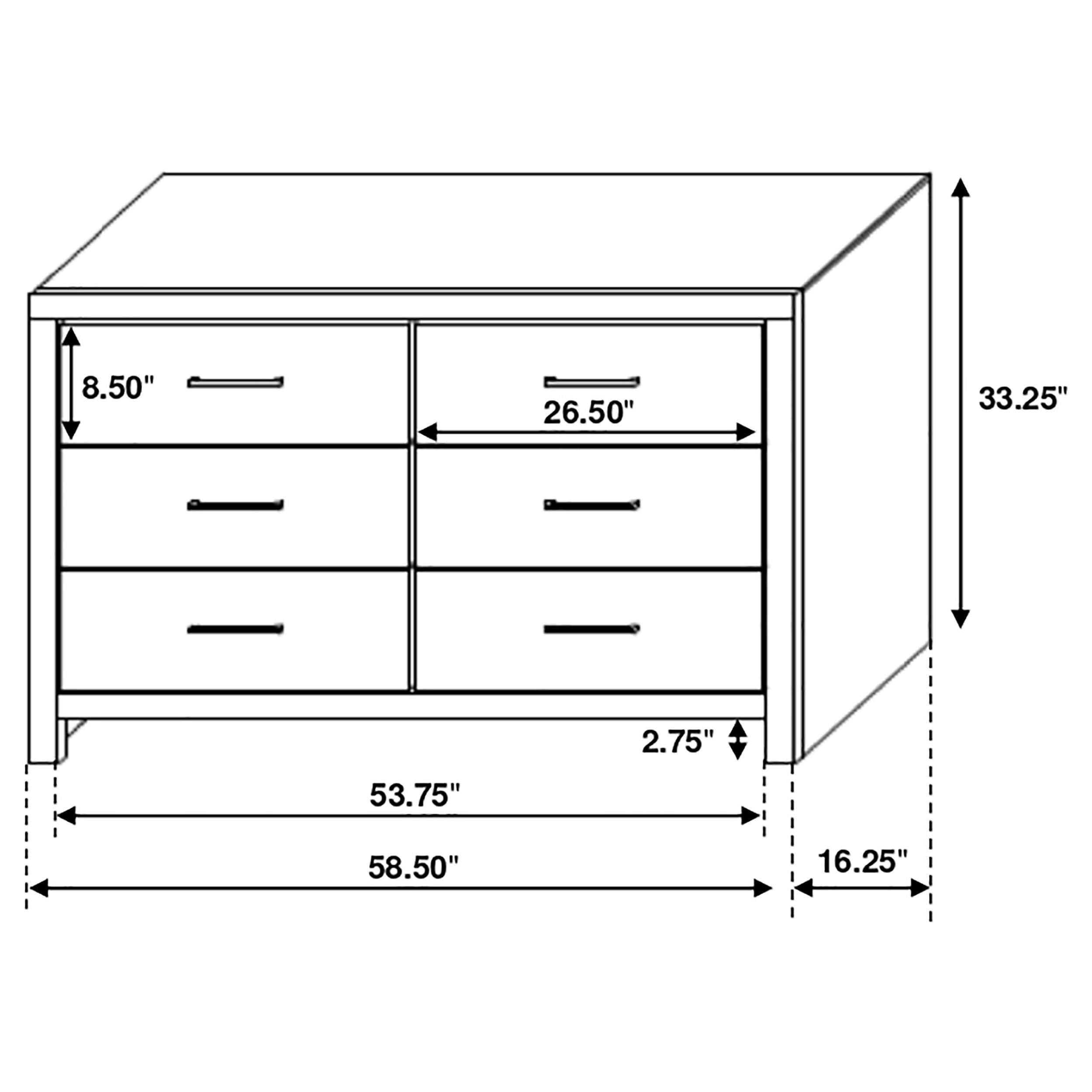 Brantford 6-drawer Dresser Coastal White-CoasterEveryday