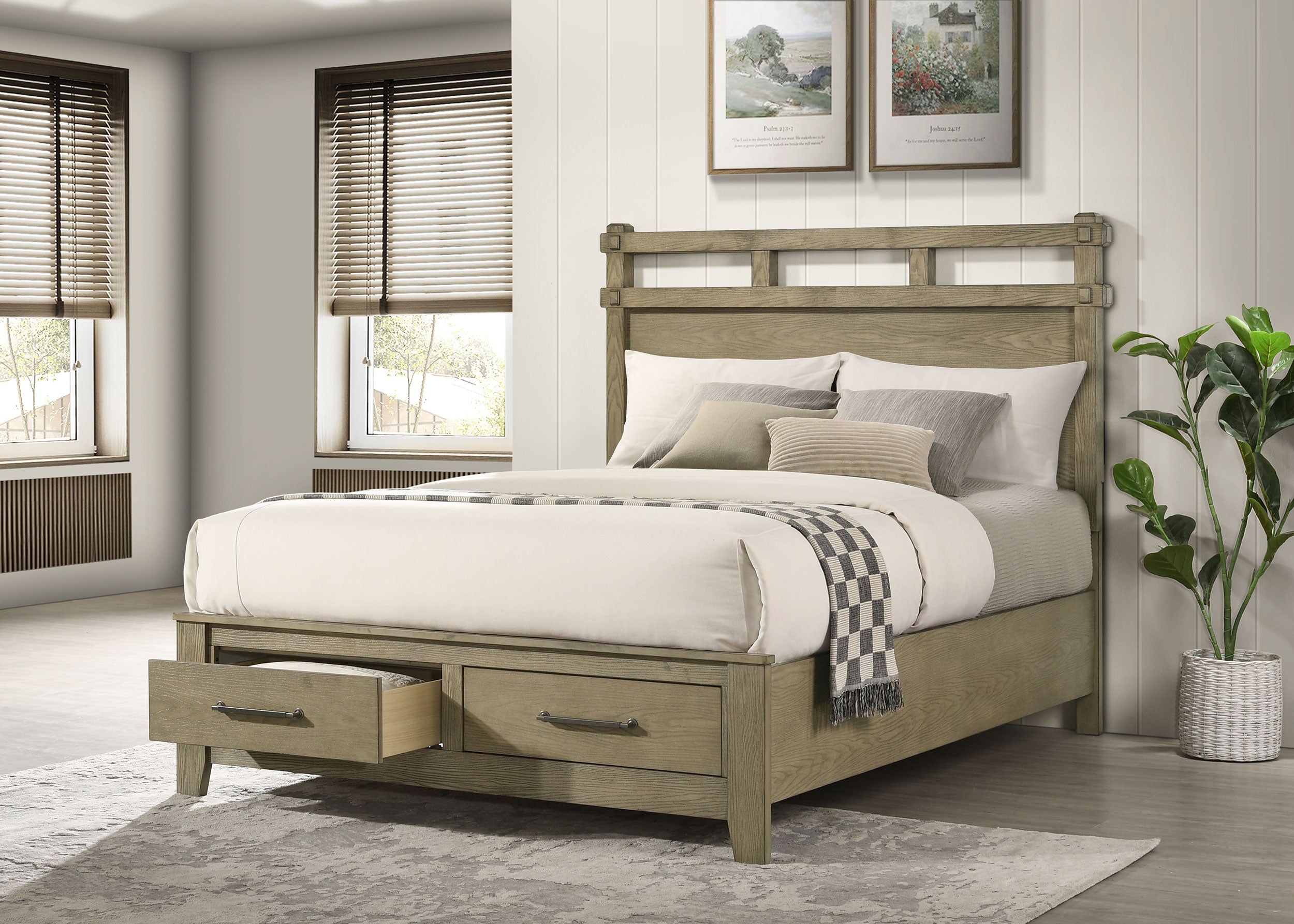 Hazlewood 59-inch Queen Panel Storage Bed Vineyard Oak-