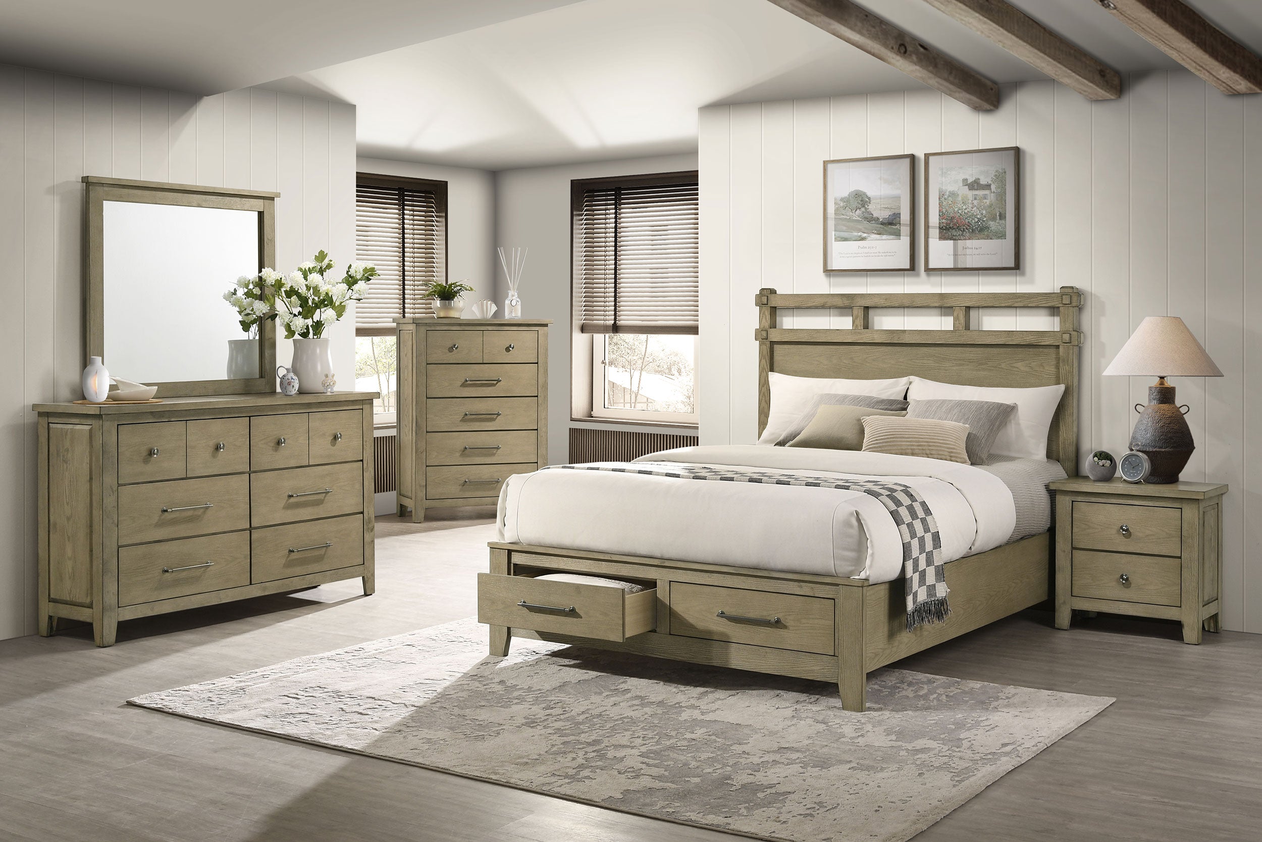 Hazlewood 6-drawer Bedroom Dresser with Mirror Vineyard Oak-