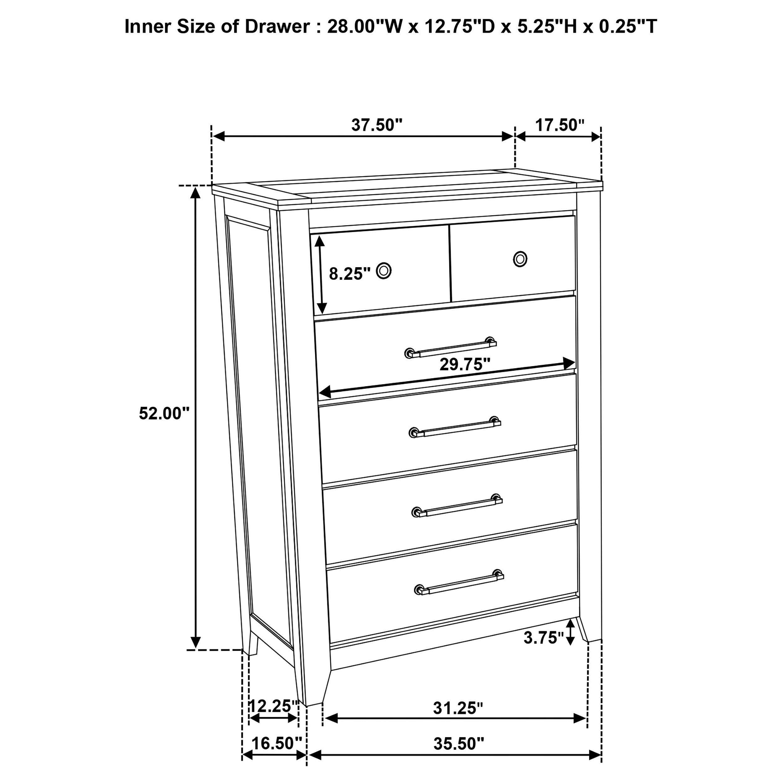 Hazlewood 5-drawer Bedroom Chest of Drawers Vineyard Oak-