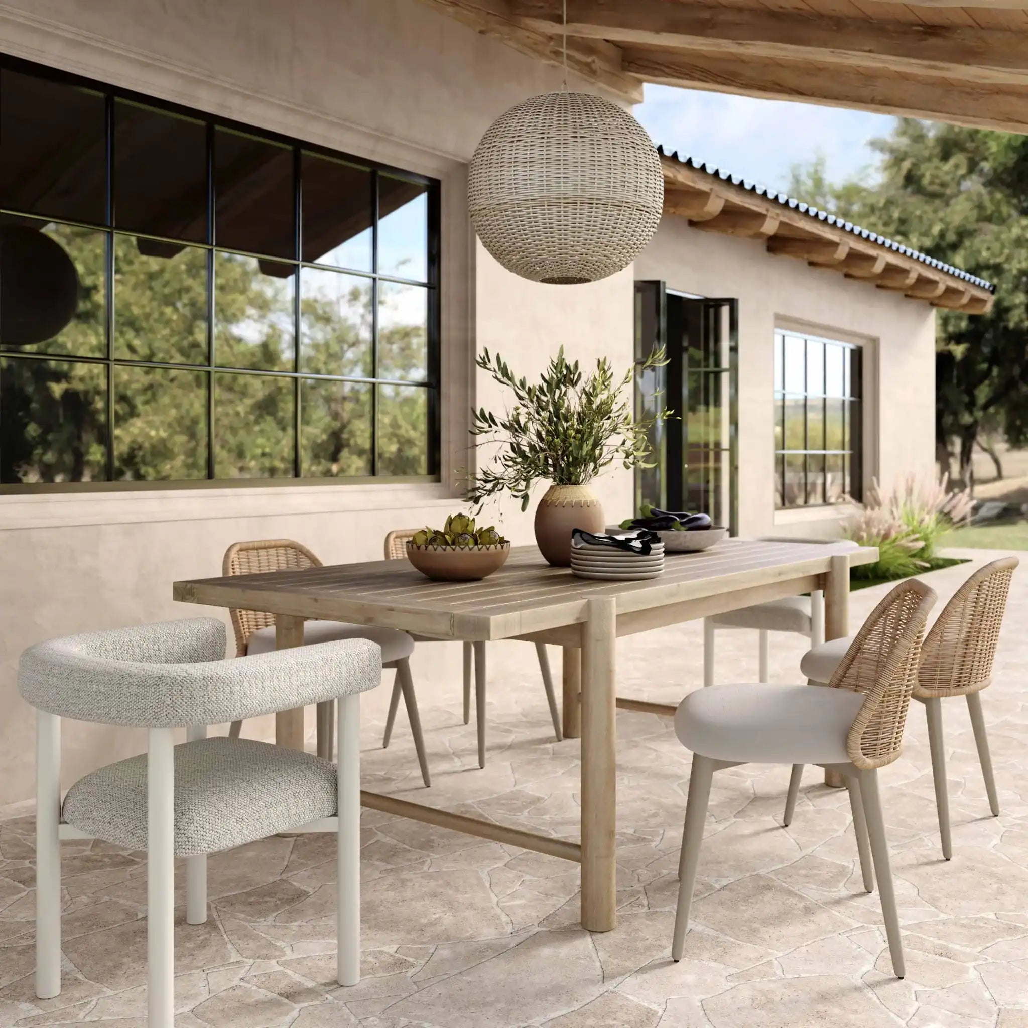 Jackie - Outdoor Textured Dining Chair - Cream