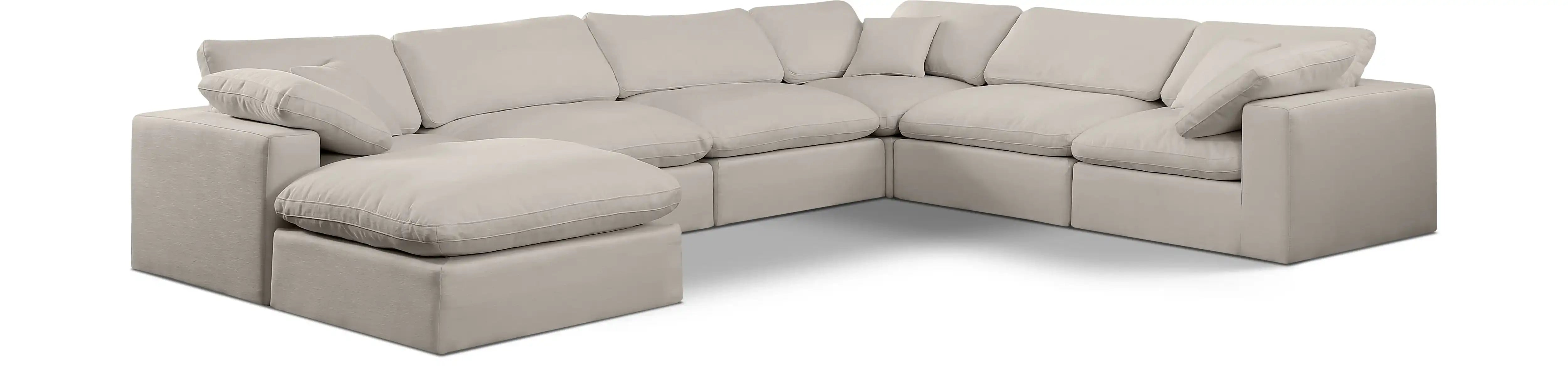 Comfy - 7 Piece Linen Modular Sectional With Chaise - Best Buy Furniture