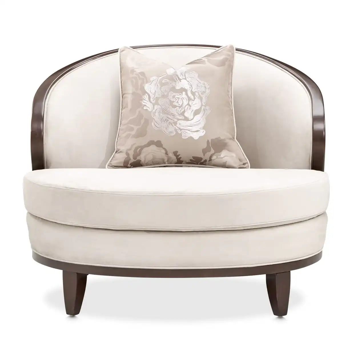 Camellia Field - Velvet Matching Chair - Beige / Dark Brown - Best Buy Furniture