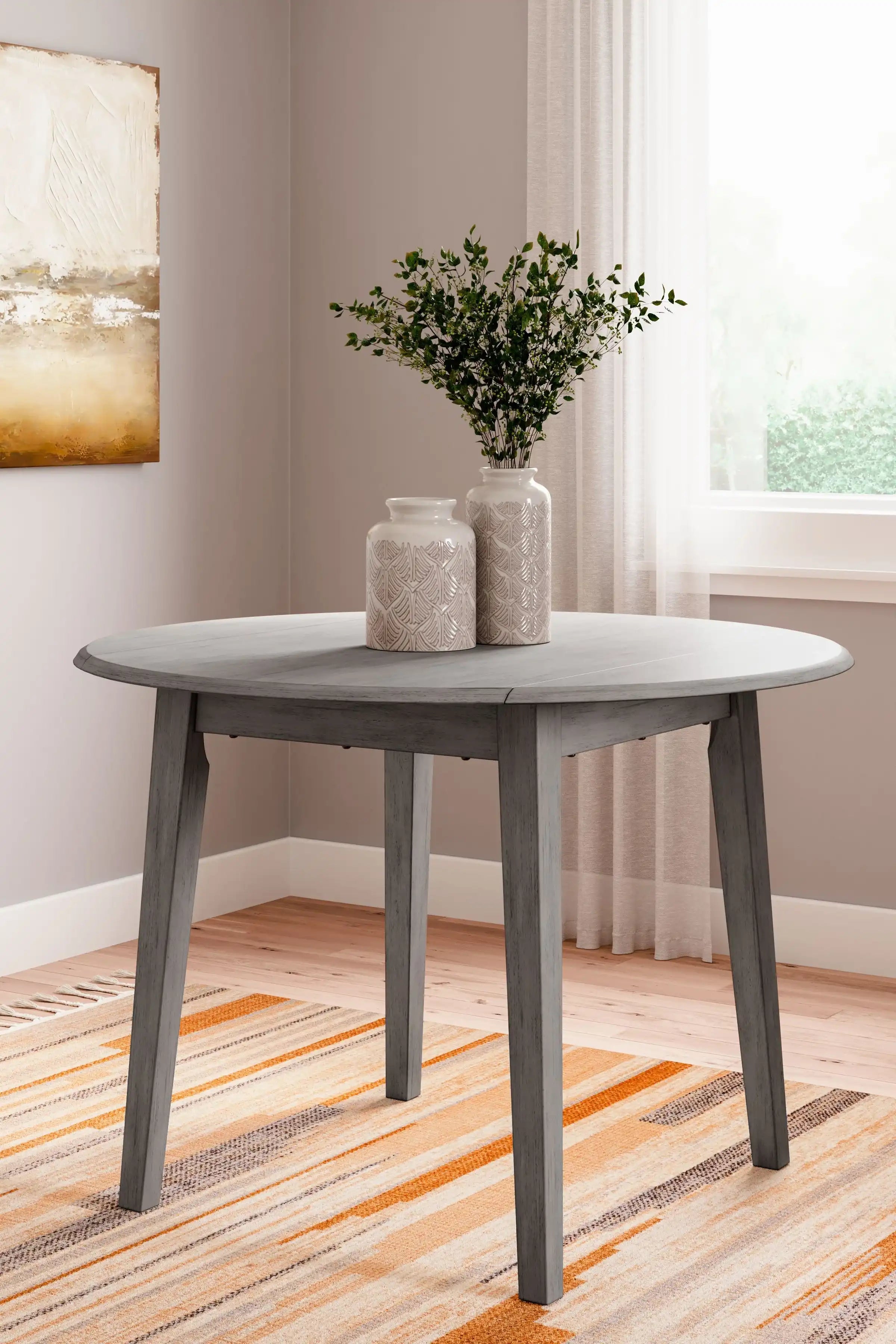 Shullden - Round Drm Drop Leaf Table - Gray - Best Buy Furniture