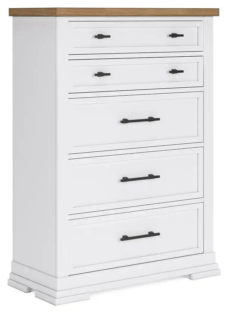 Ashbryn - Five Drawer Chest - White / Natural - Best Buy Furniture