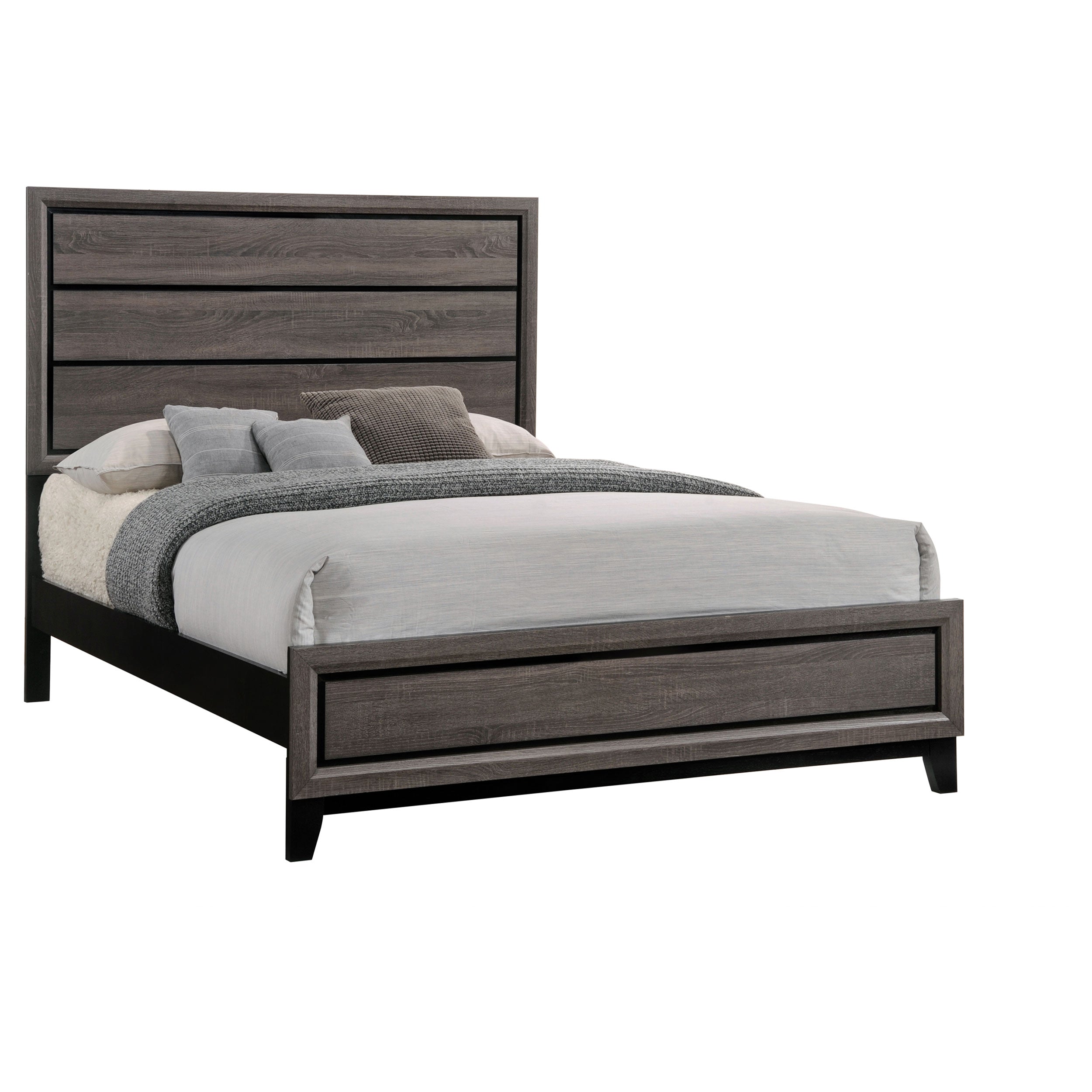 Watson Wood Queen Panel Bed Grey Oak-CoasterEveryday