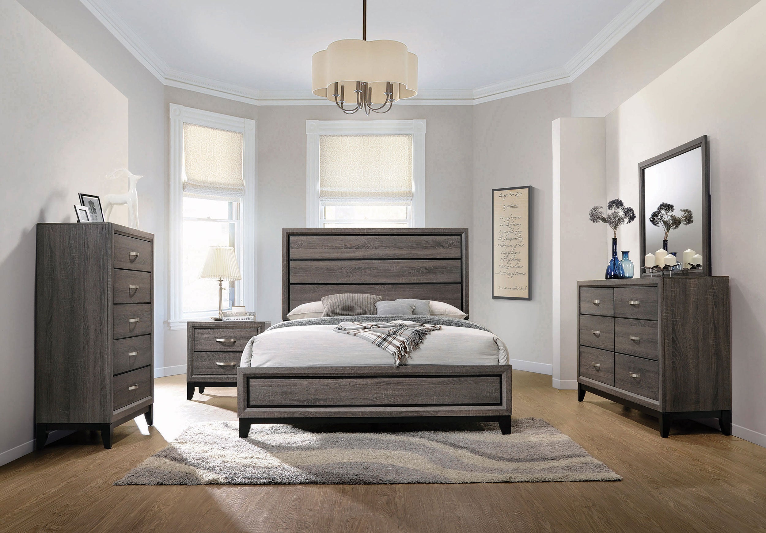 Watson Wood Queen Panel Bed Grey Oak-CoasterEveryday