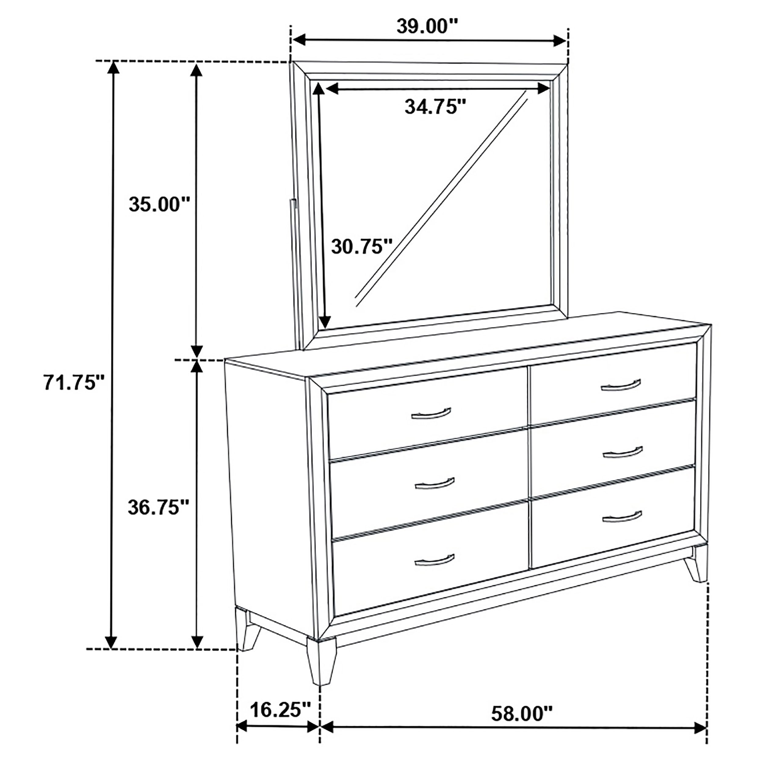 Watson 6-drawer Dresser with Mirror Grey Oak-CoasterEveryday