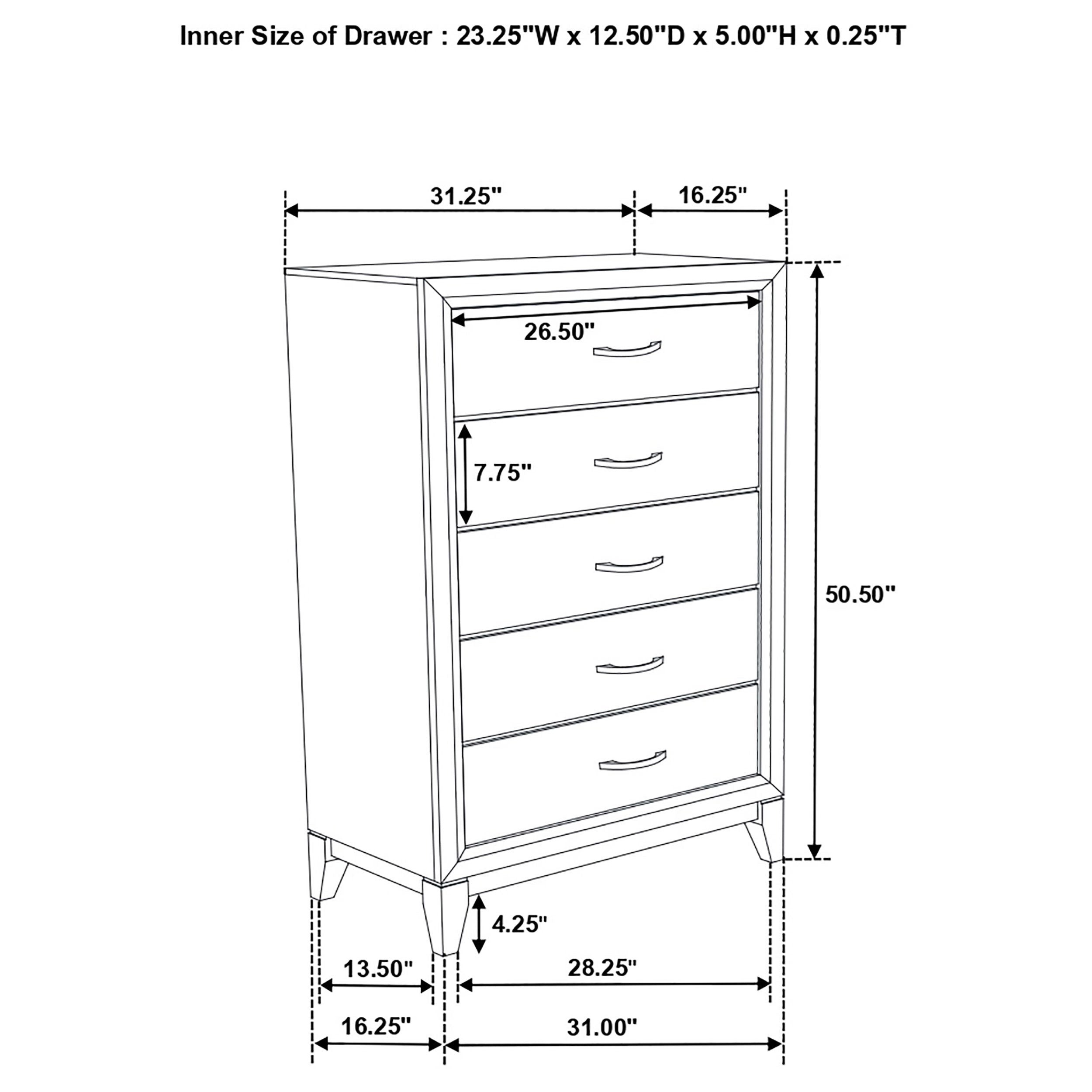 Watson 5-drawer Bedroom Chest Grey Oak-CoasterEveryday