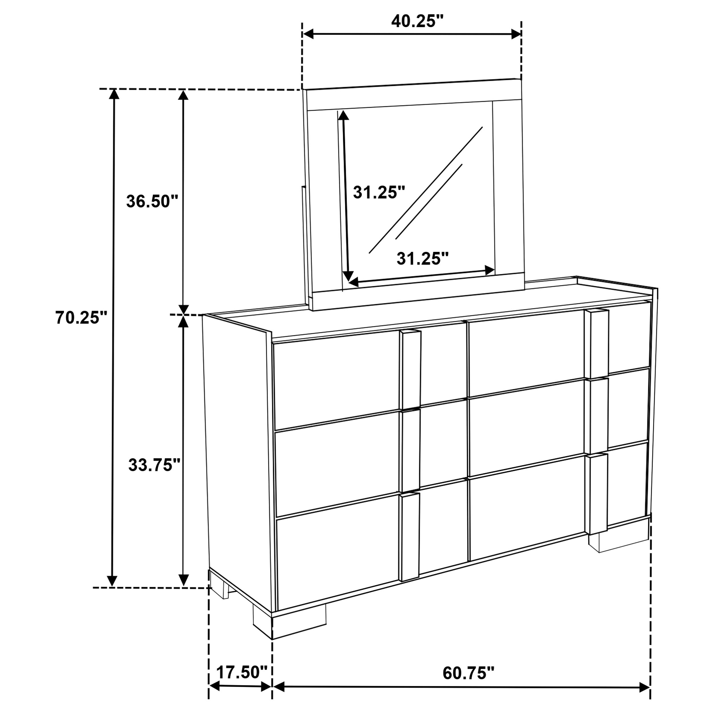 Hyland 6-drawer Dresser with Mirror Natural-