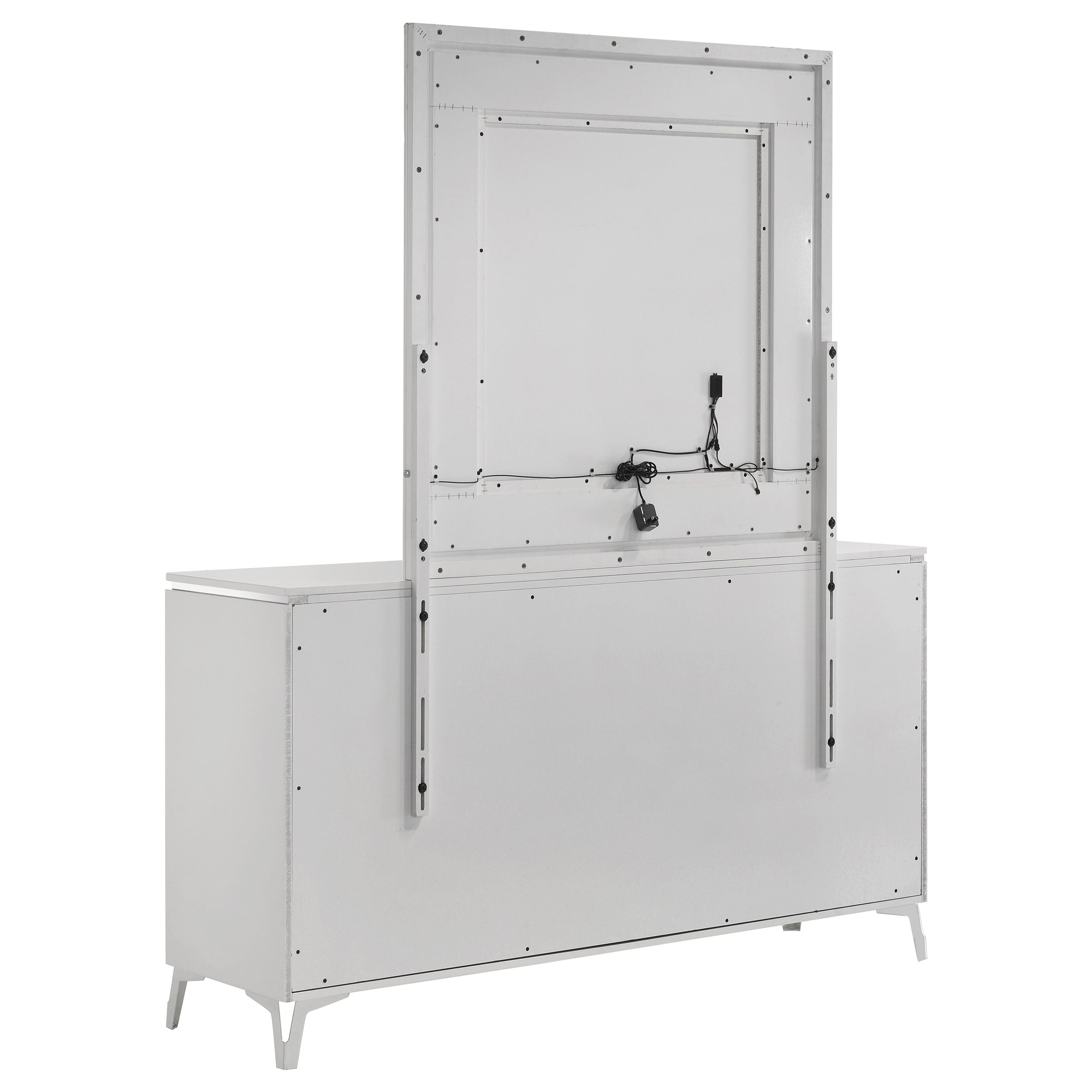 Cassia 6-drawer Dresser Cabinet with Mirror White High Gloss-