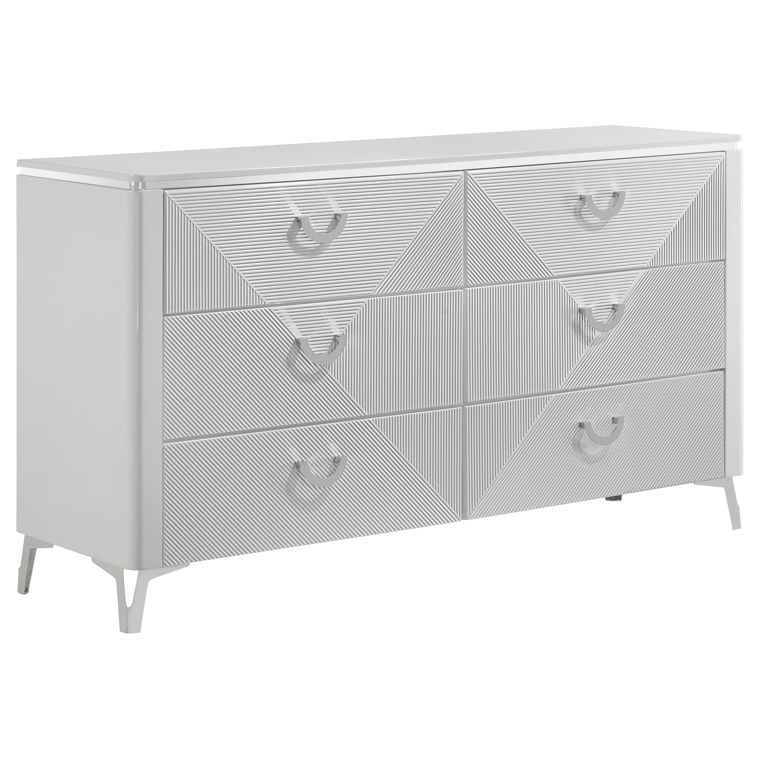 Cassia 6-drawer Bedroom Dresser Cabinet White High Gloss-