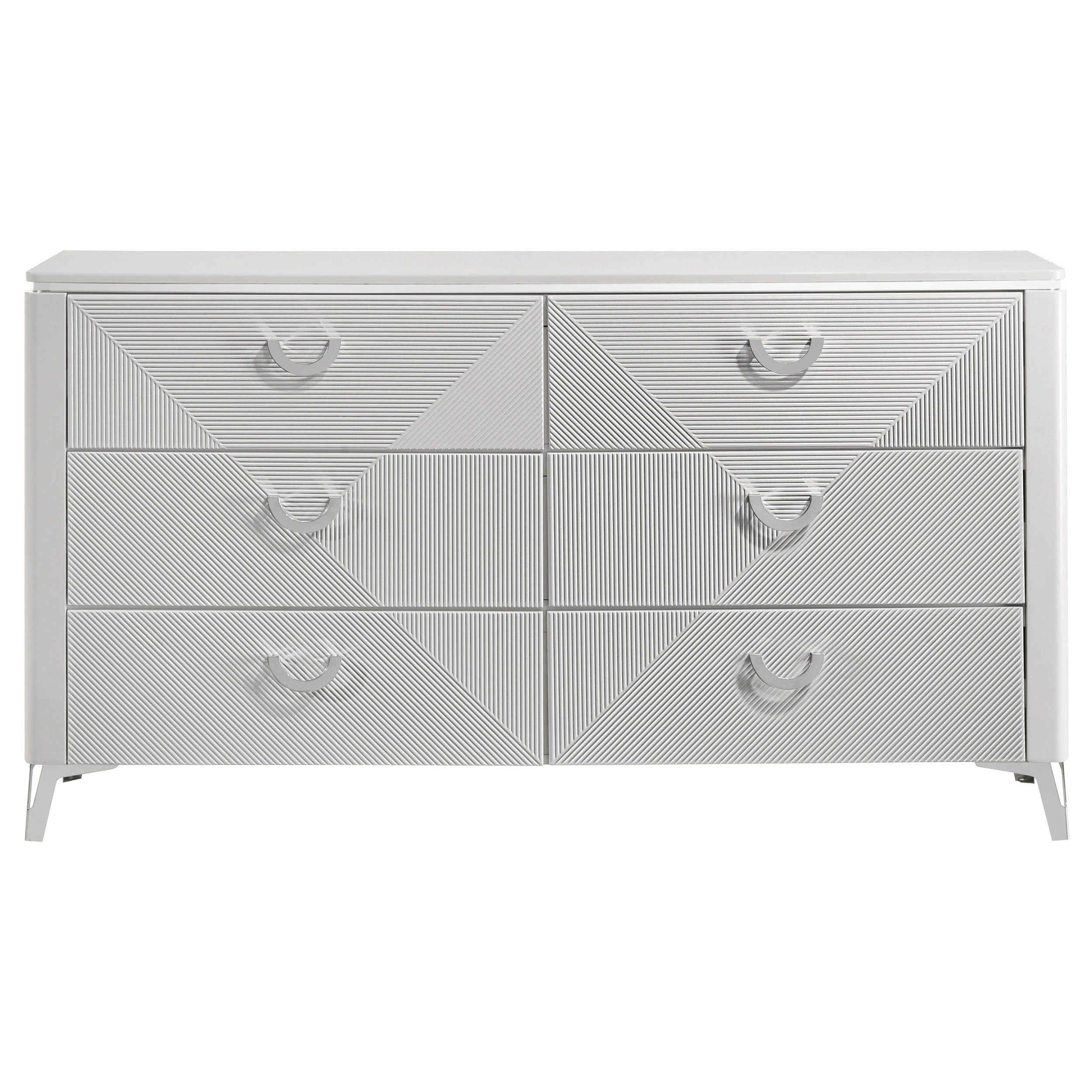 Cassia 6-drawer Bedroom Dresser Cabinet White High Gloss-