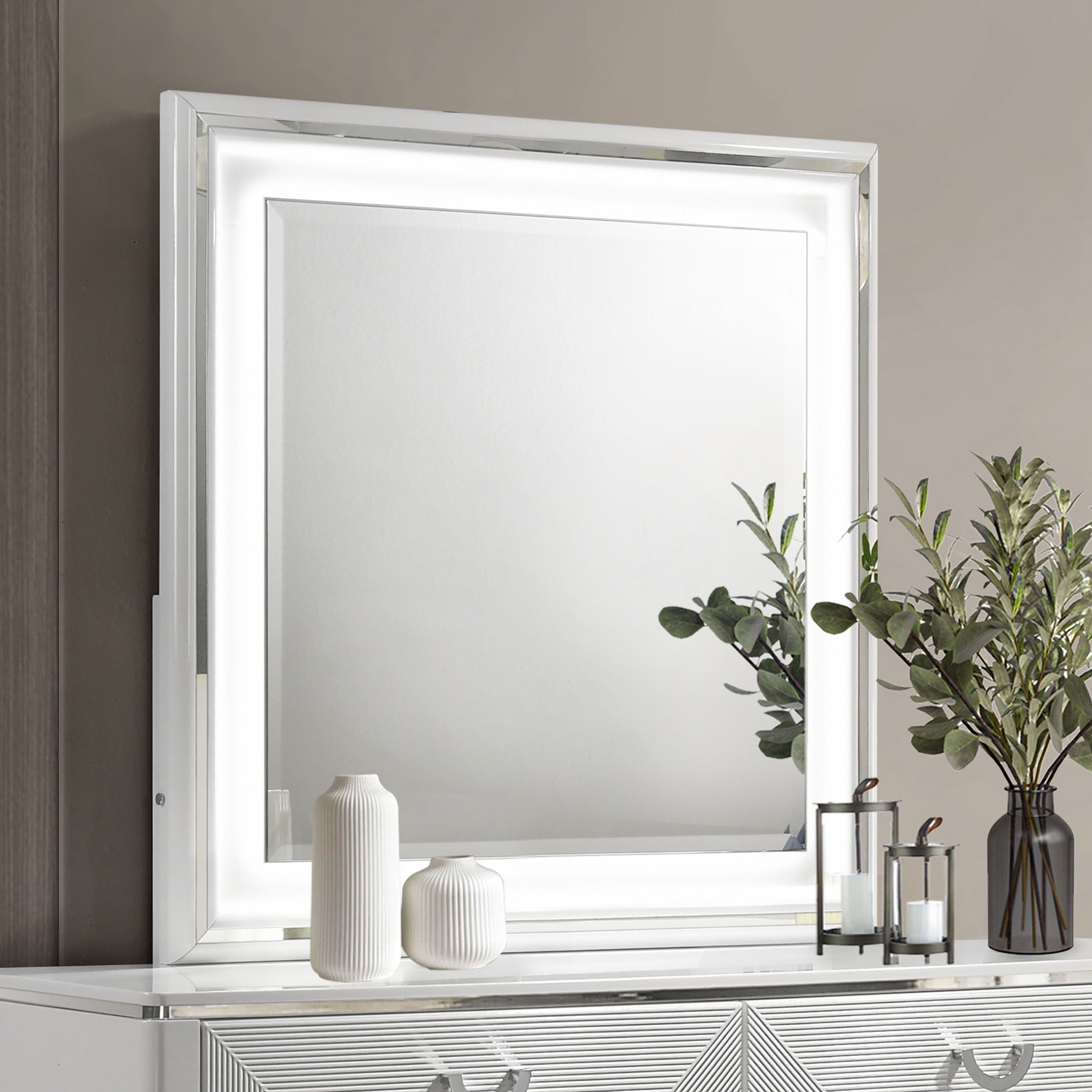 Cassia Dresser Mirror White High Gloss-