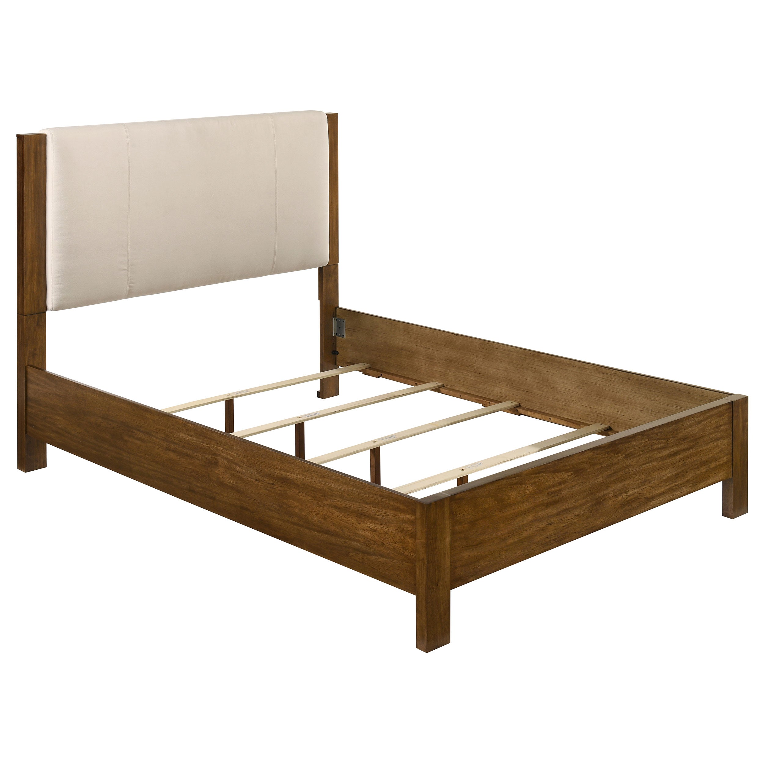 Adderley Queen Wood Panel Bed Cream and Warm Brown-