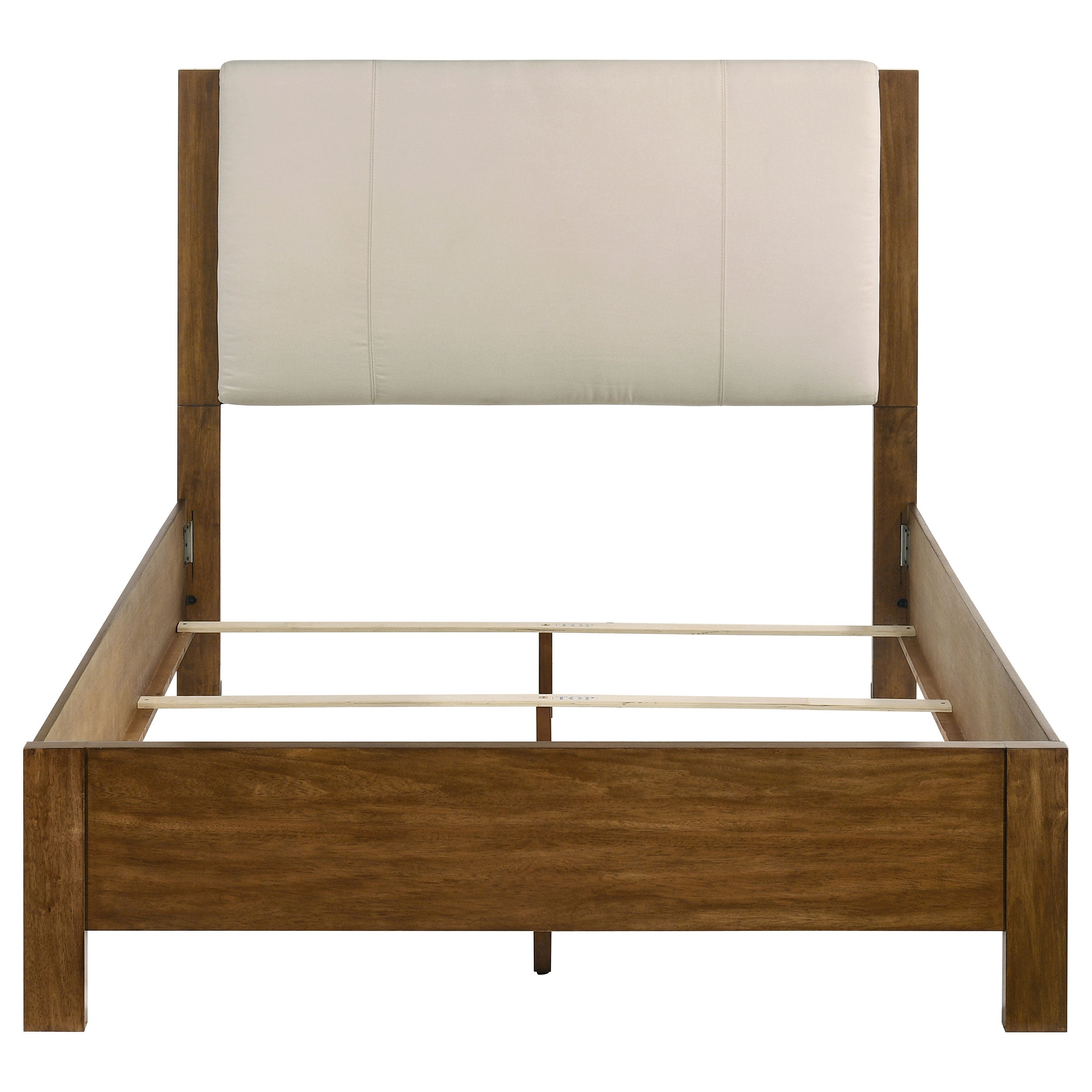 Adderley Queen Wood Panel Bed Cream and Warm Brown-