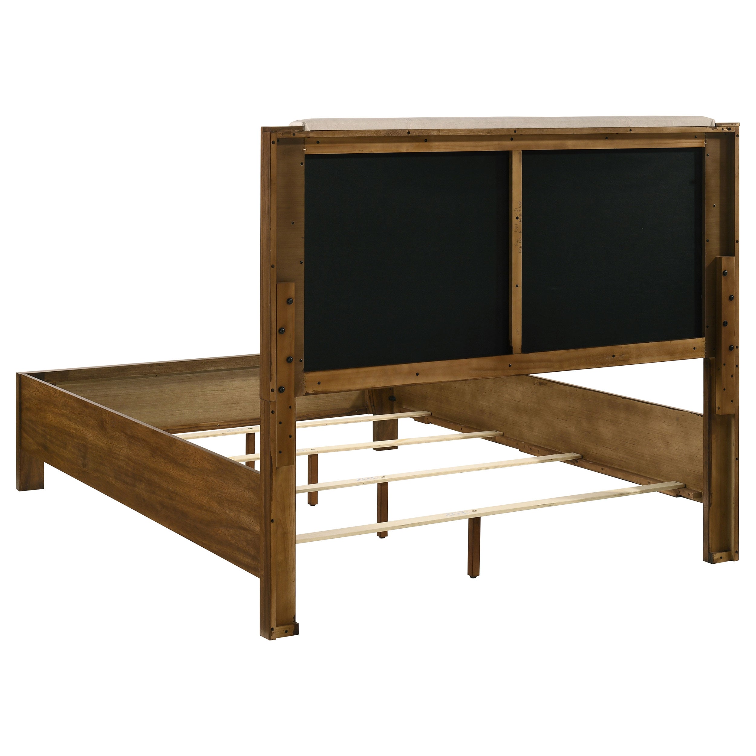 Adderley Queen Wood Panel Bed Cream and Warm Brown-