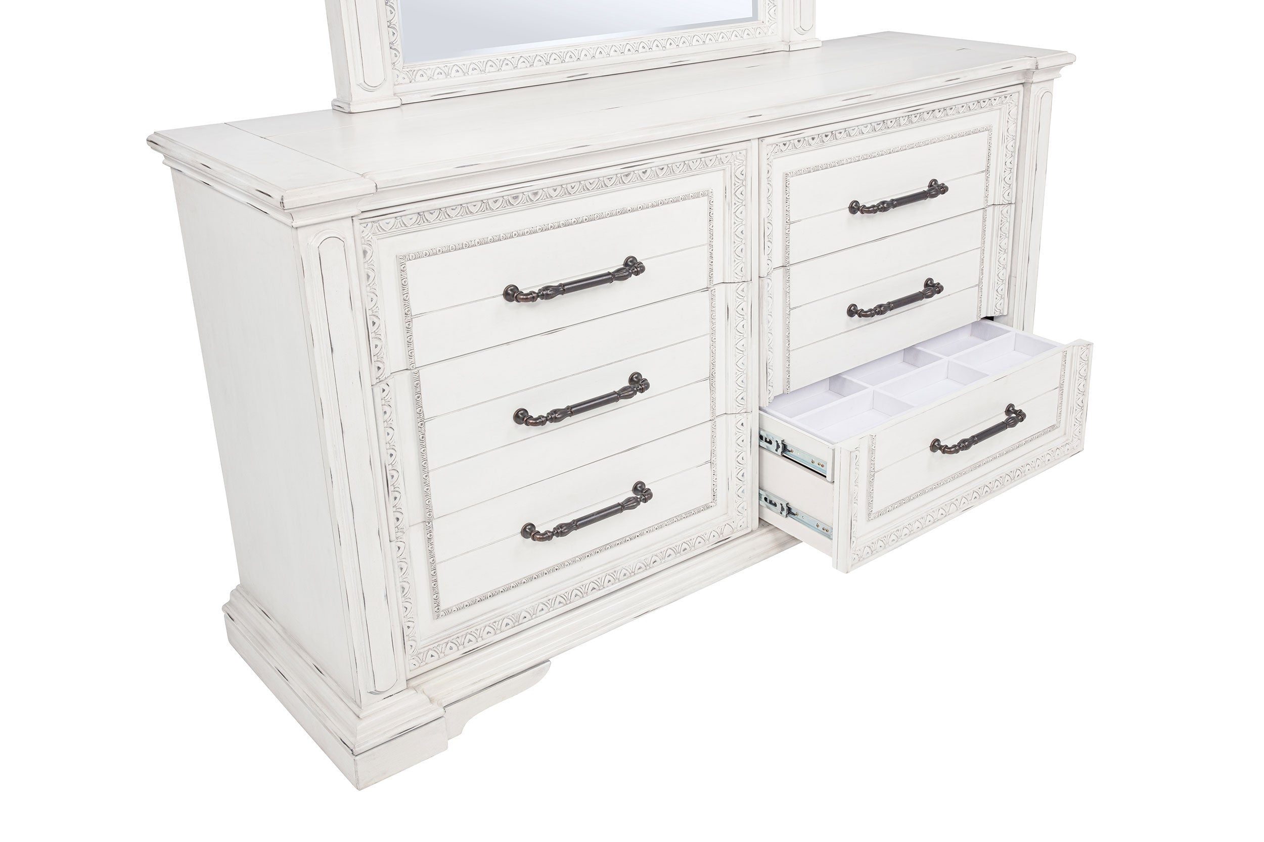 McKinney 6-drawer Bedroom Dresser with Mirror Vintage White-
