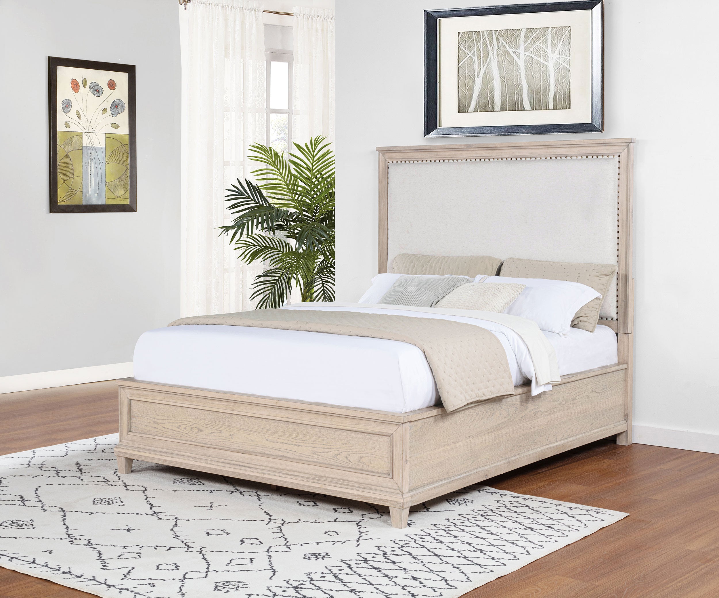 Pembroke 66-inch Queen Panel Bed Washed Oak-