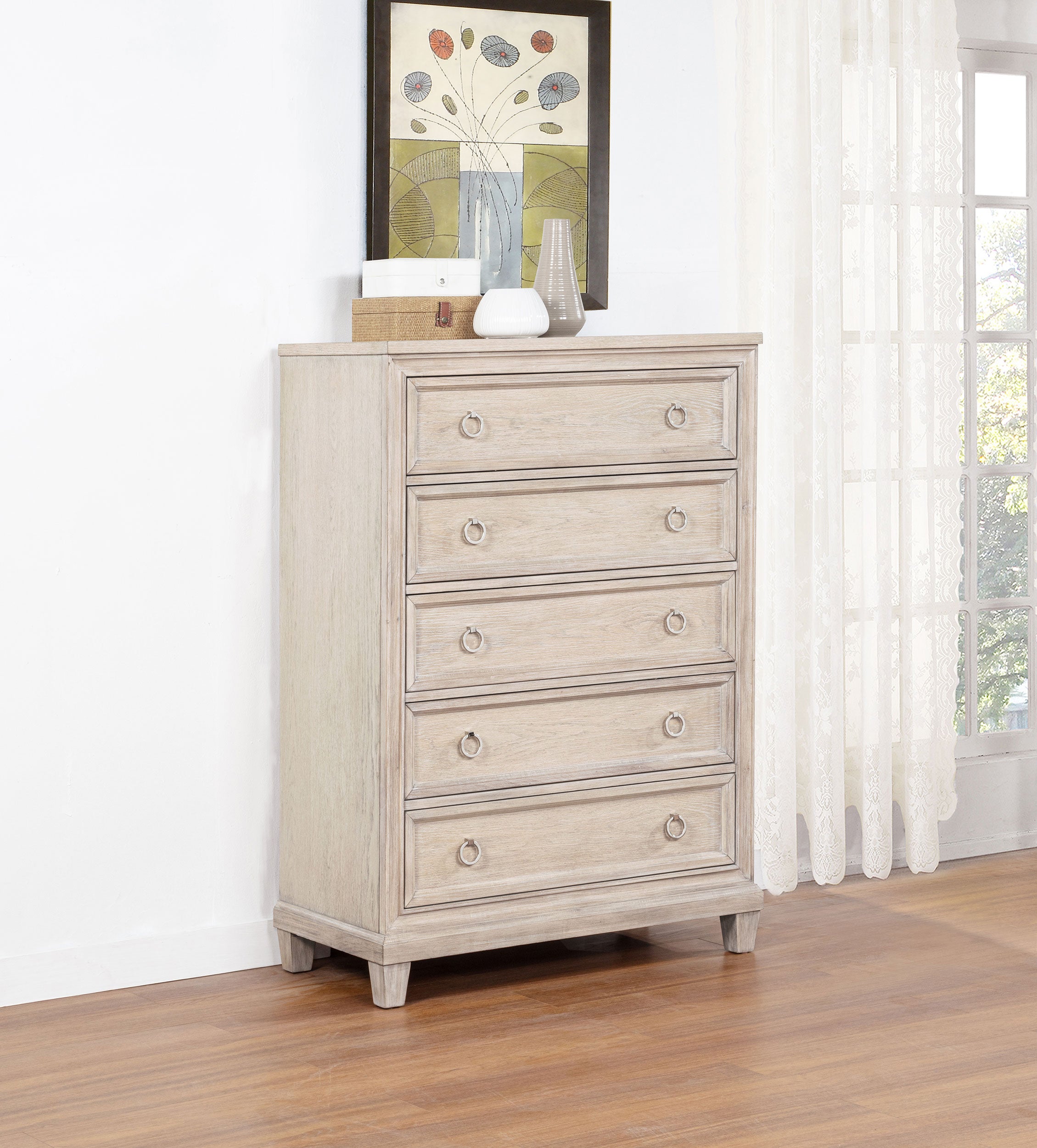 Pembroke 5-drawer Chest of Drawers Washed Oak-