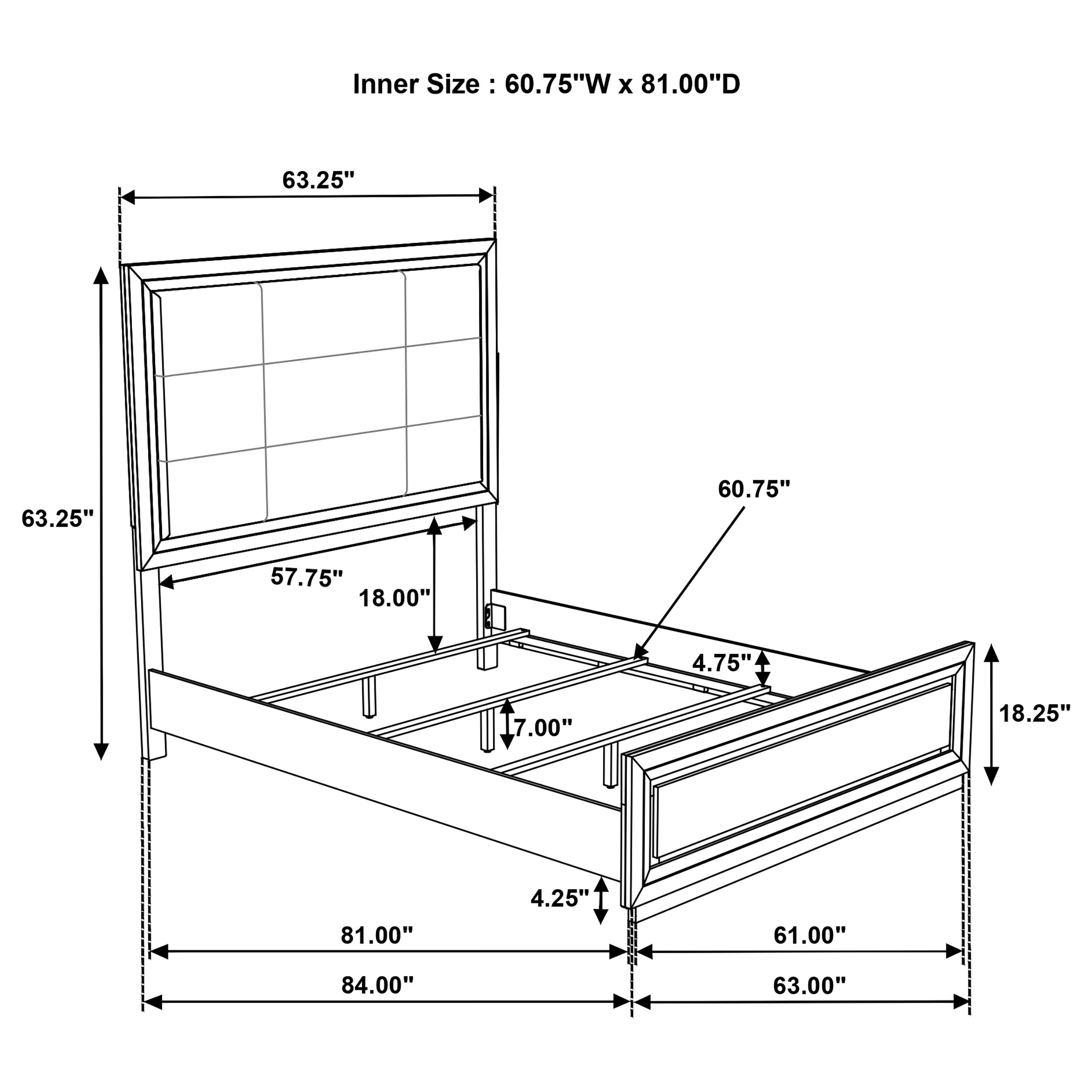 Atlas 63-inch Queen Upholstered Panel Bed Grey and Dark Oak-