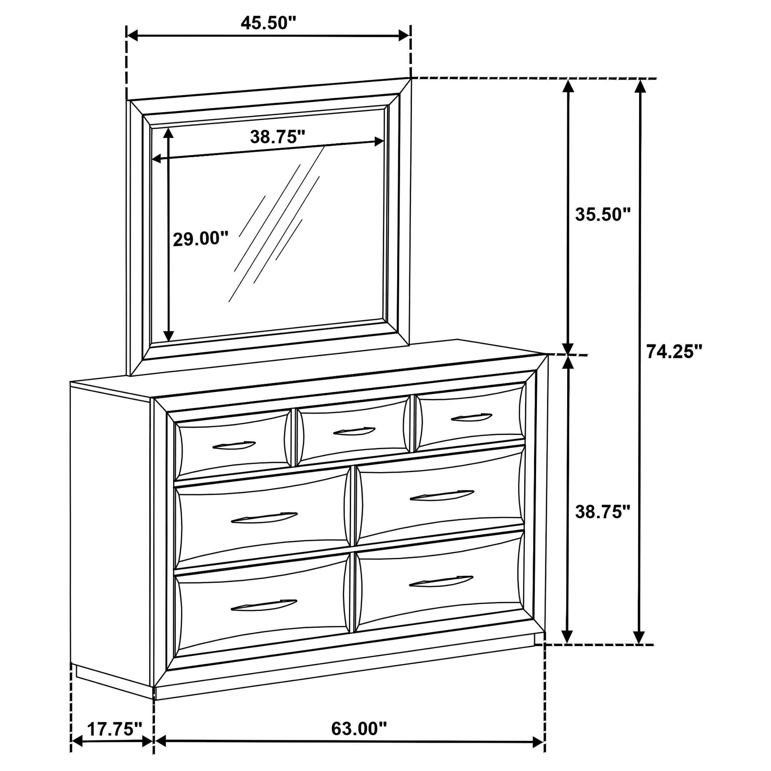 Atlas 7-drawer Bedroom Dresser and Mirror Set Dark Oak-