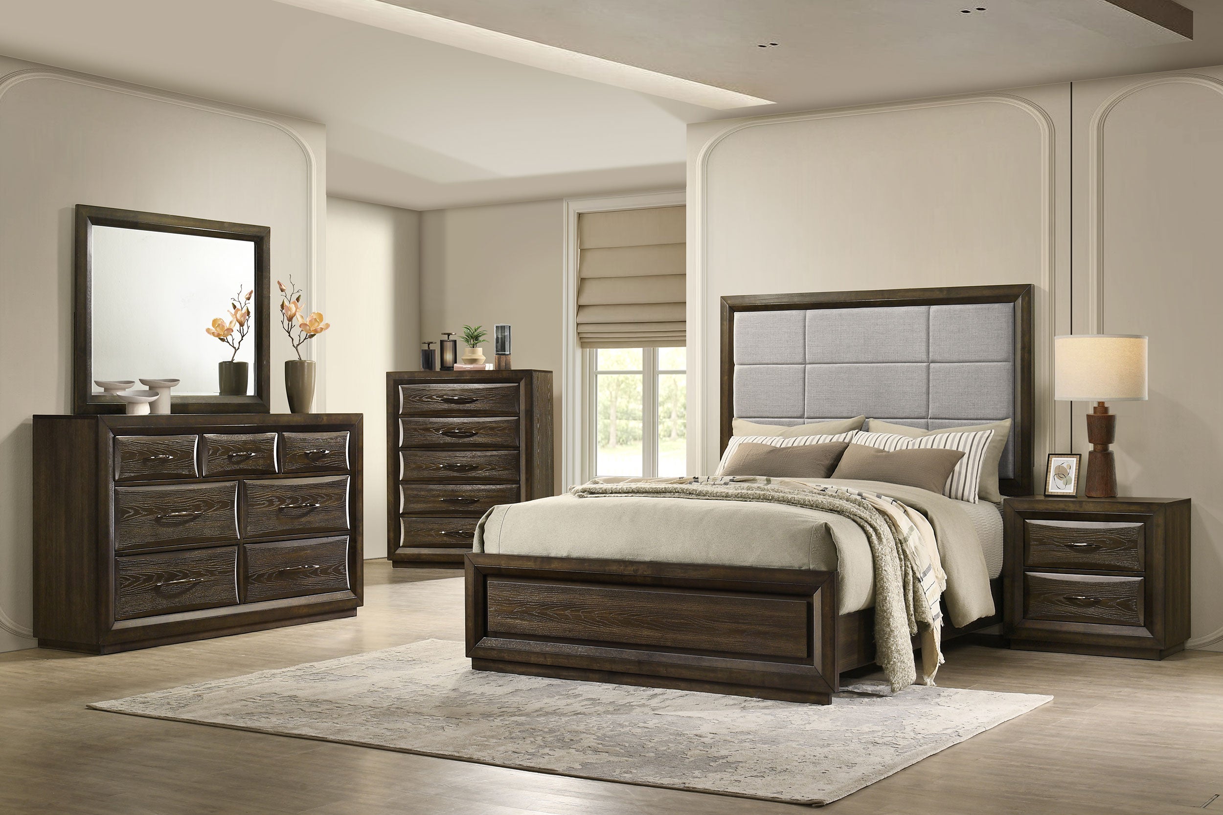 Atlas 7-drawer Bedroom Dresser and Mirror Set Dark Oak-