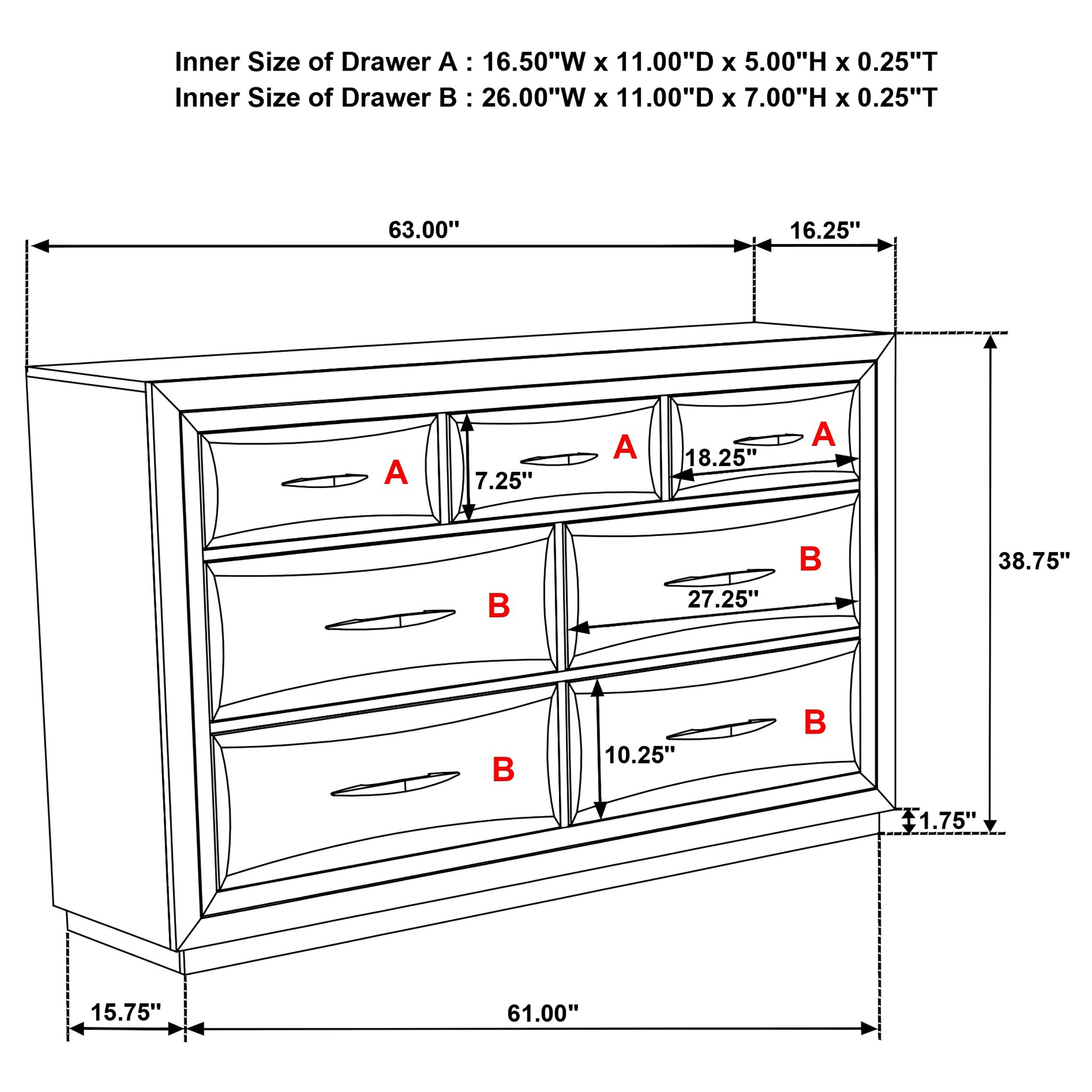 Atlas 7-drawer Bedroom Dresser Cabinet Dark Oak-