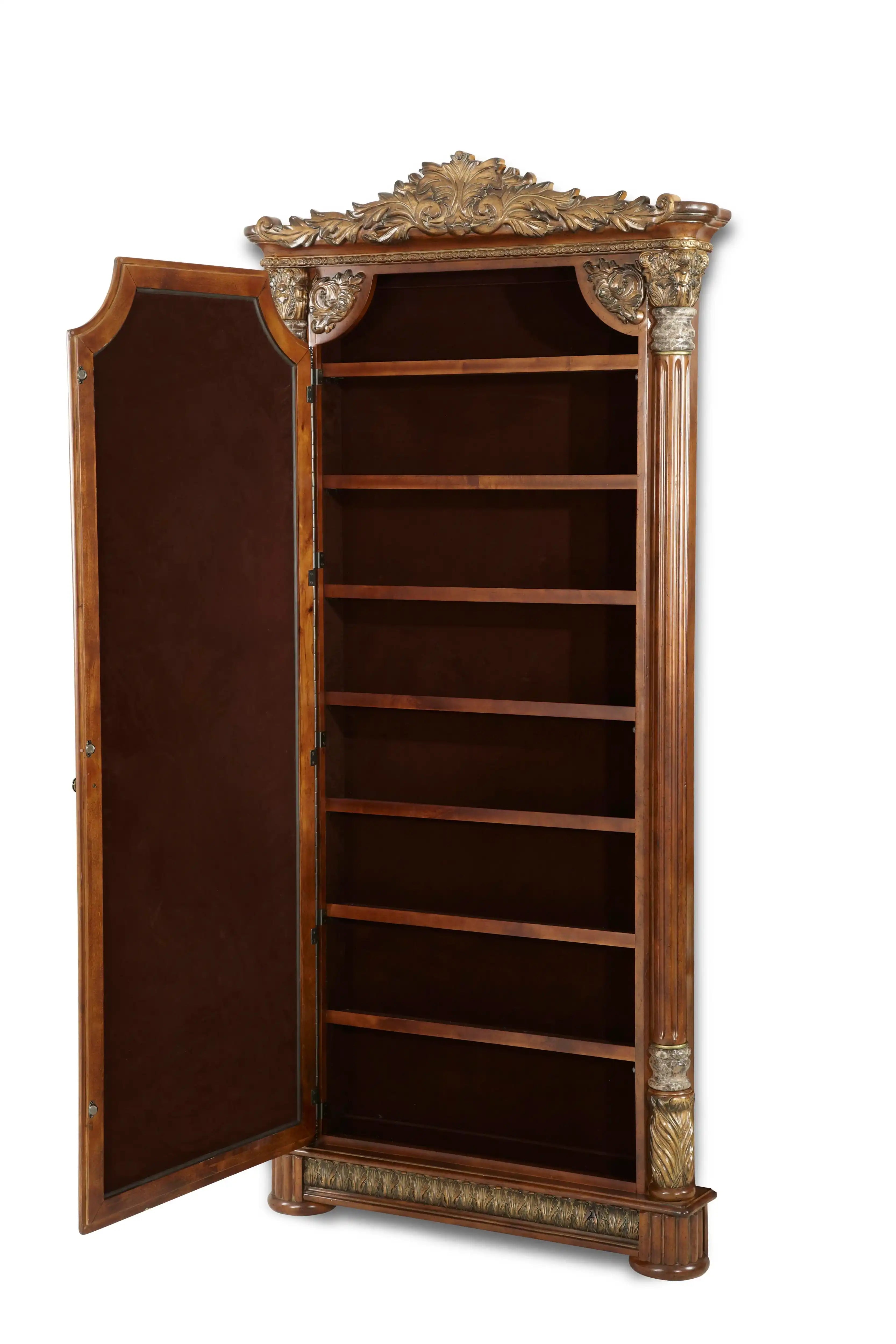 Villa Valencia - Accent Floor Wall Mirror With Storage - Classic Chestnut - Best Buy Furniture