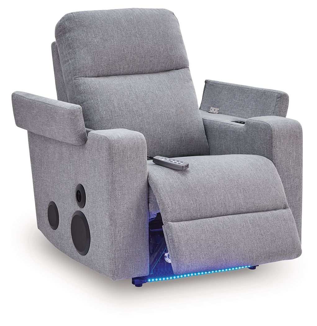 Pineland - Glider Power Recliner With Audio System - Pewter - Best Buy Furniture