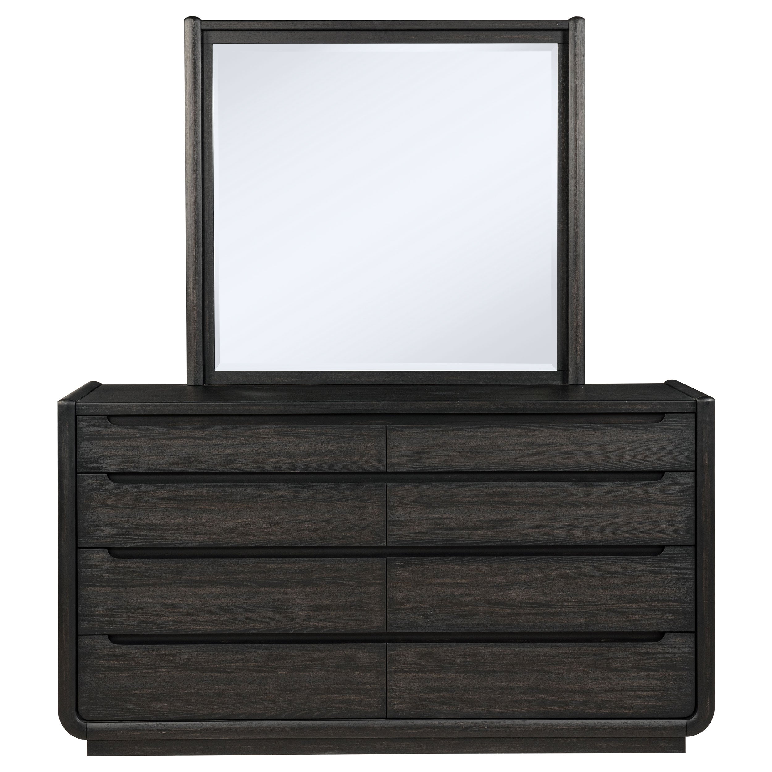 Leandro 8-drawer Bedroom Dresser with Mirror Burnished Black-