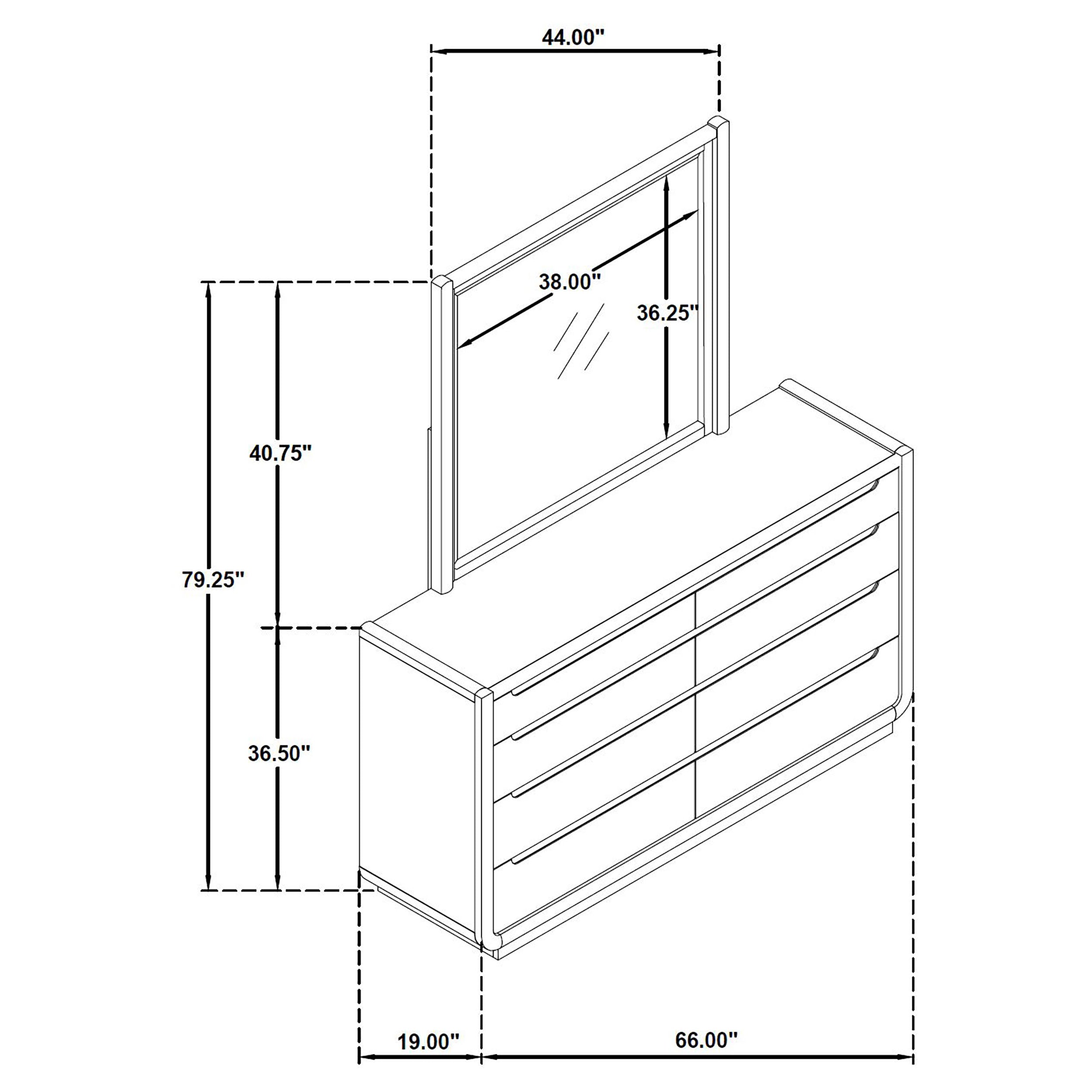 Leandro 8-drawer Bedroom Dresser with Mirror Burnished Black-