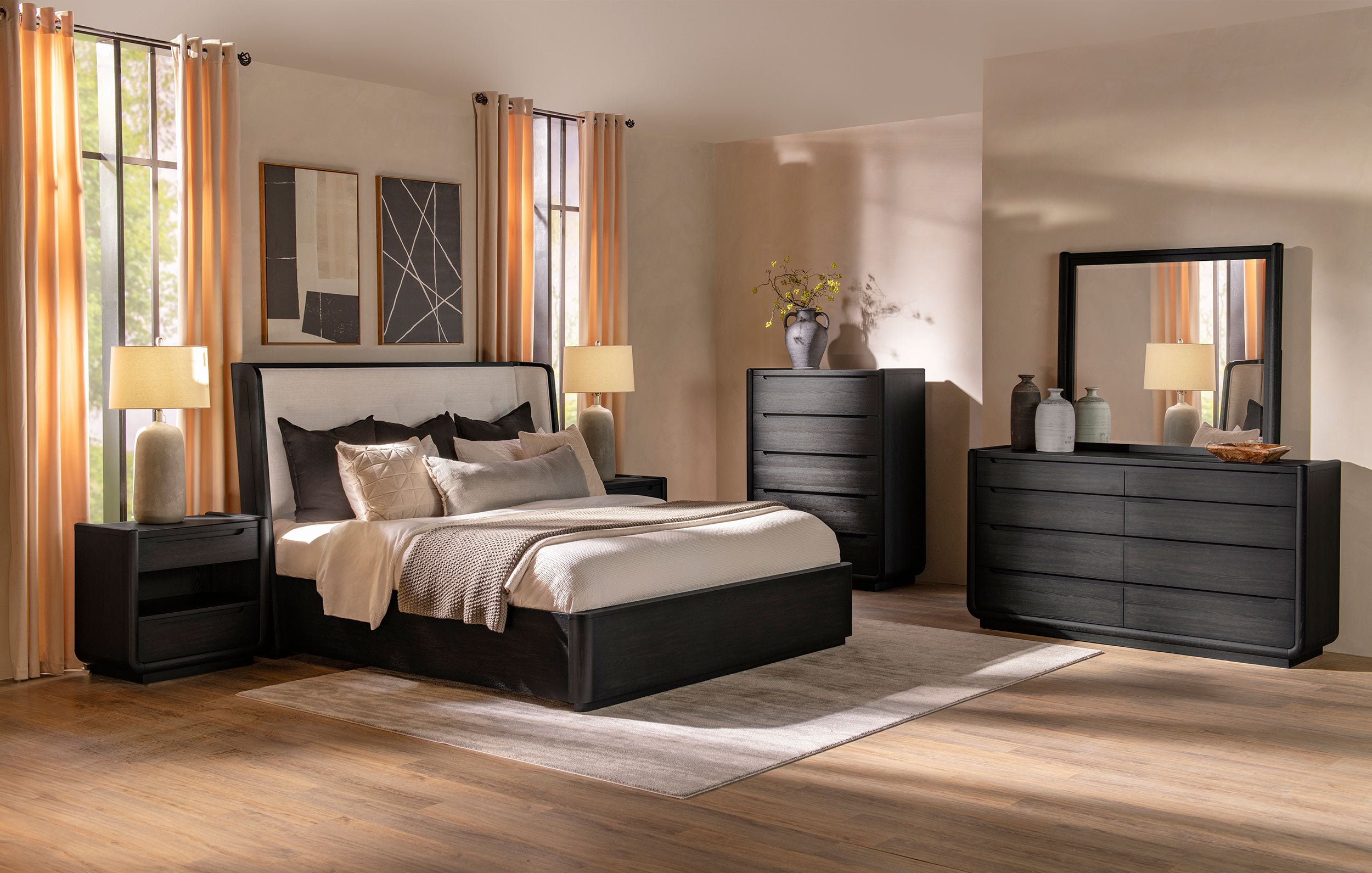 Leandro 8-drawer Bedroom Dresser with Mirror Burnished Black-