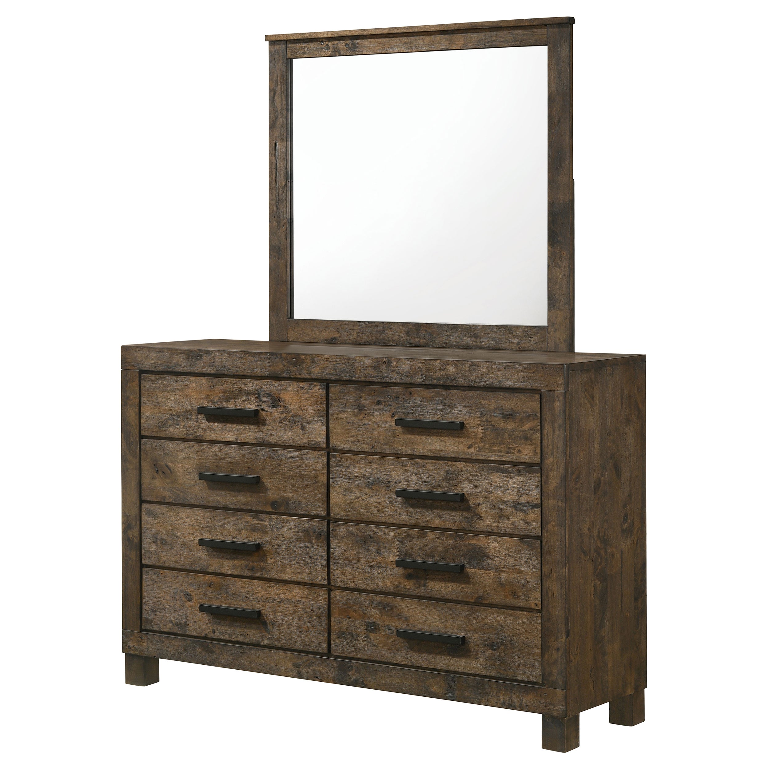 Woodmont 8-drawer Dresser with Mirror Rustic Golden Brown-CoasterEveryday