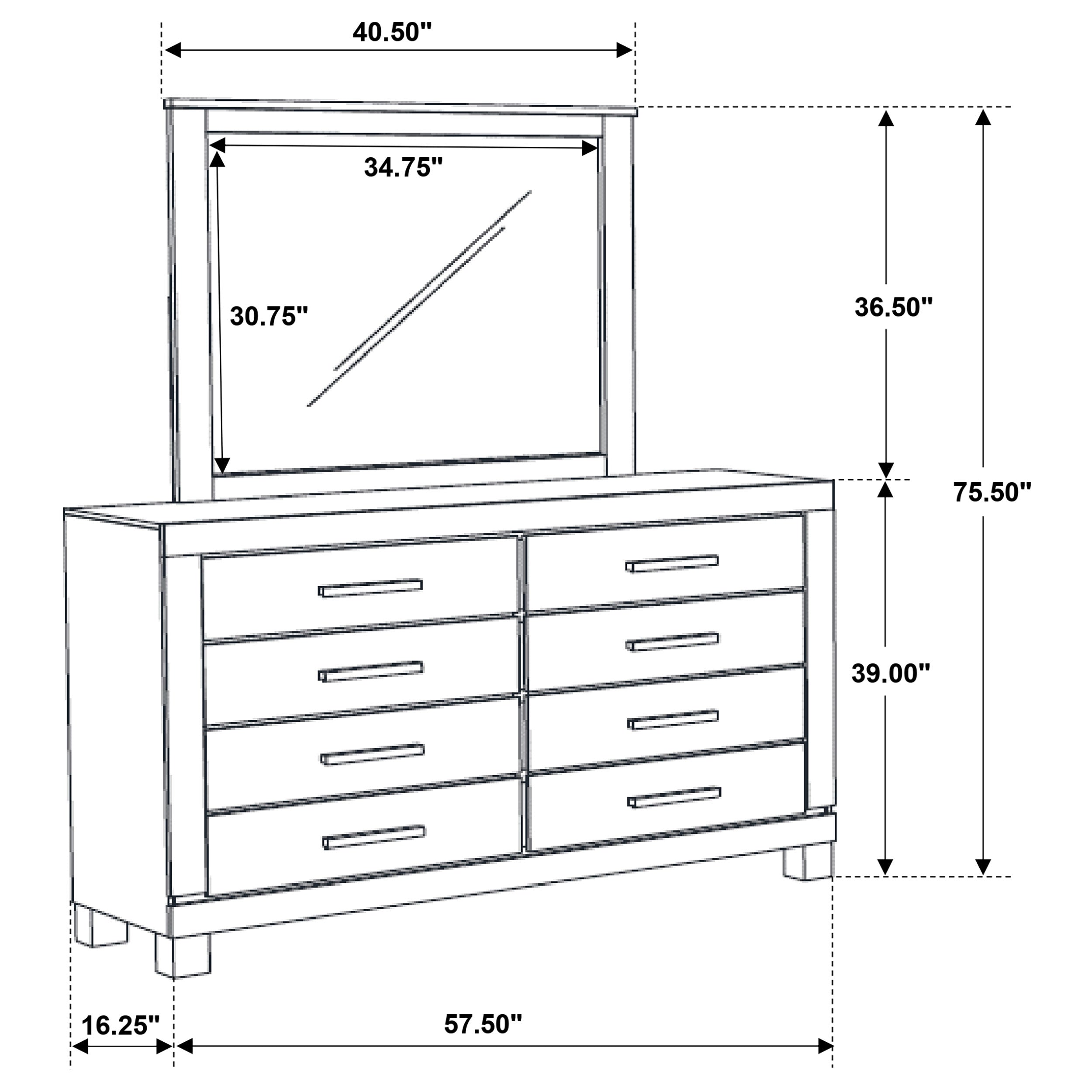 Woodmont 8-drawer Dresser with Mirror Rustic Golden Brown-CoasterEveryday