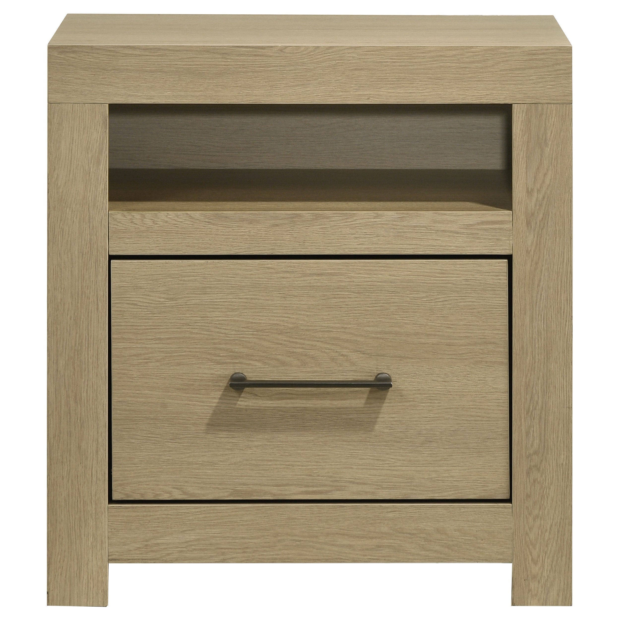 Hendricks 1-drawer Nightstand Bedside Table with Cubby Light Oak-