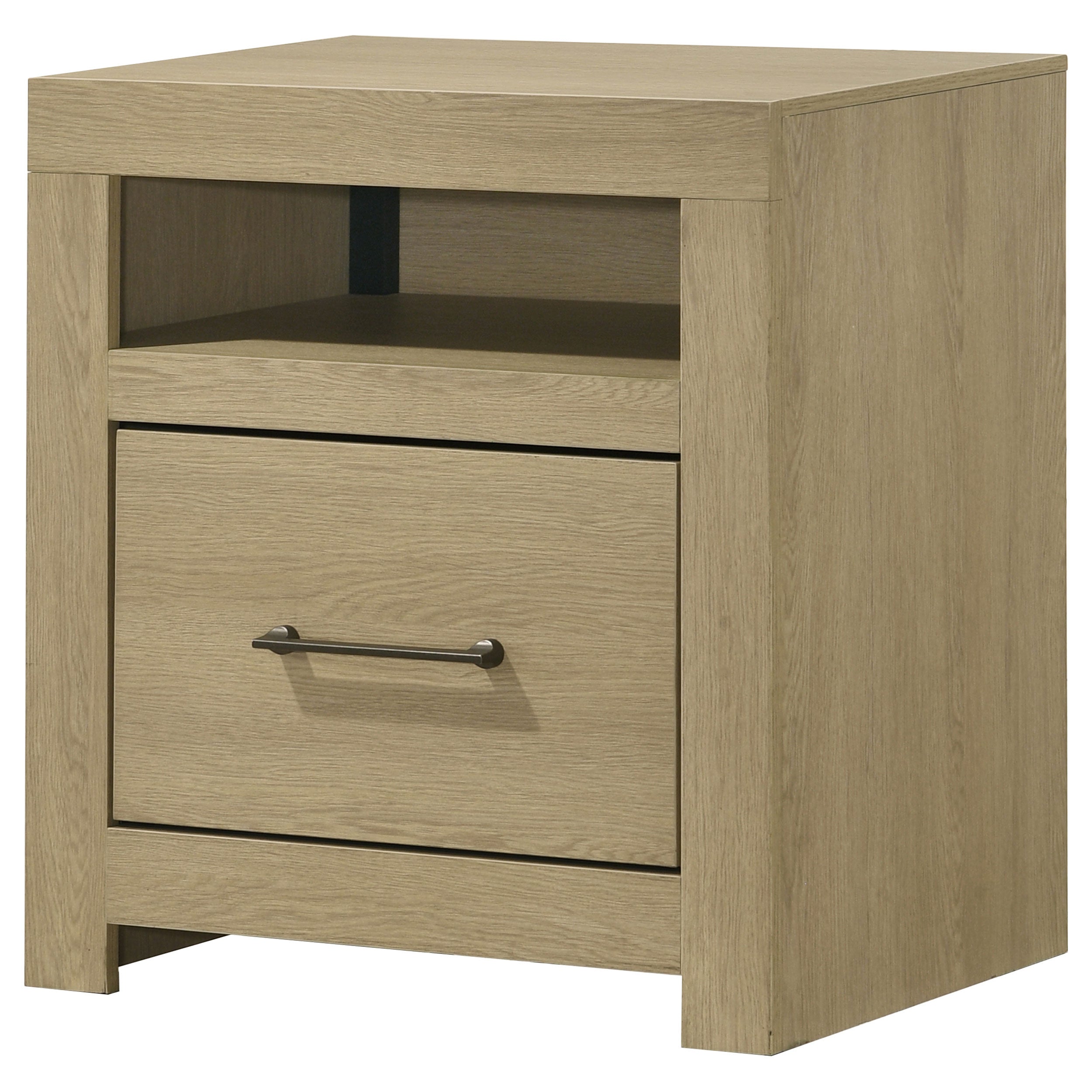 Hendricks 1-drawer Nightstand Bedside Table with Cubby Light Oak-