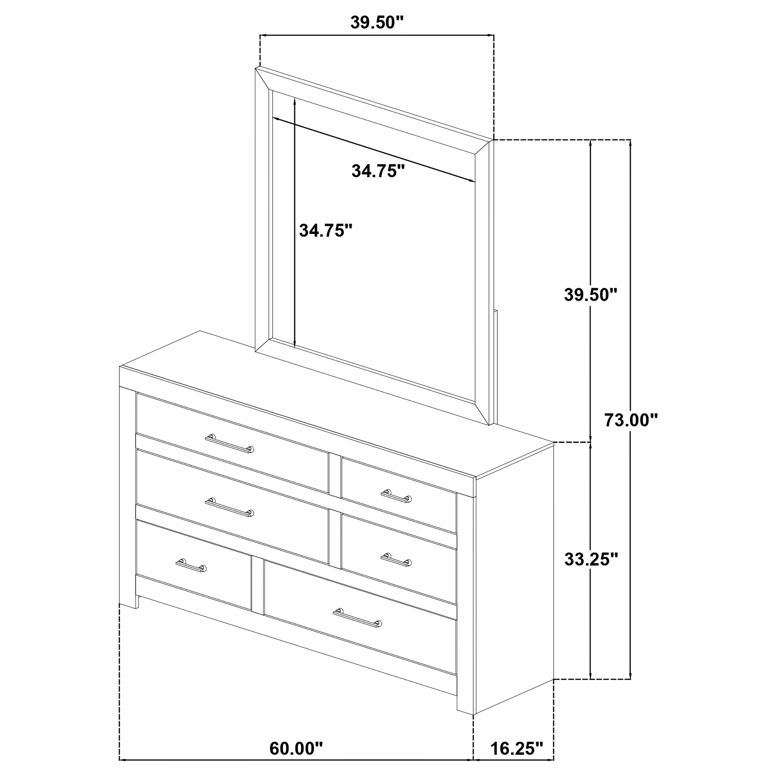 Hendricks 6-drawer Bedroom Dresser and Mirror Light Oak-