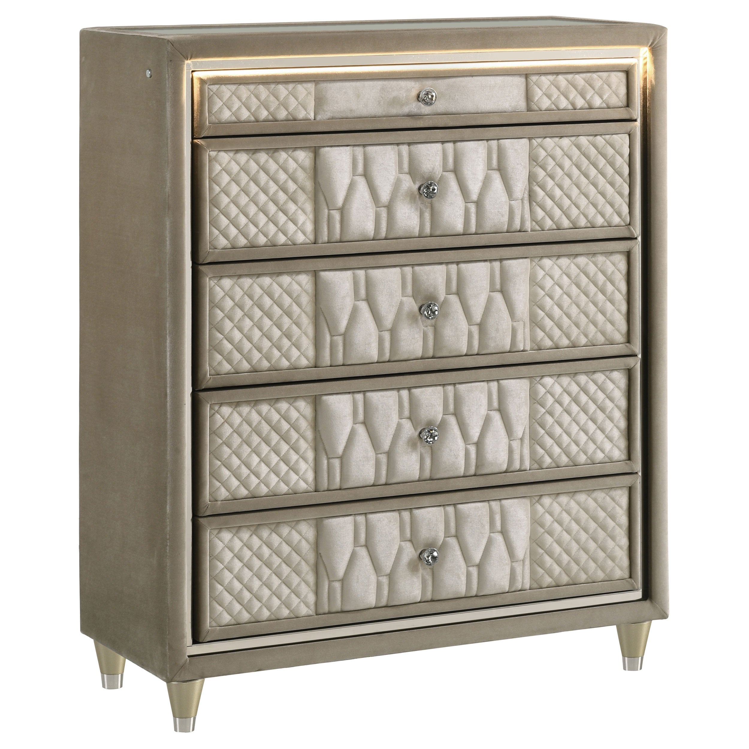 Lorient 5-drawer LED Chest of Drawers Ivory and Camel-