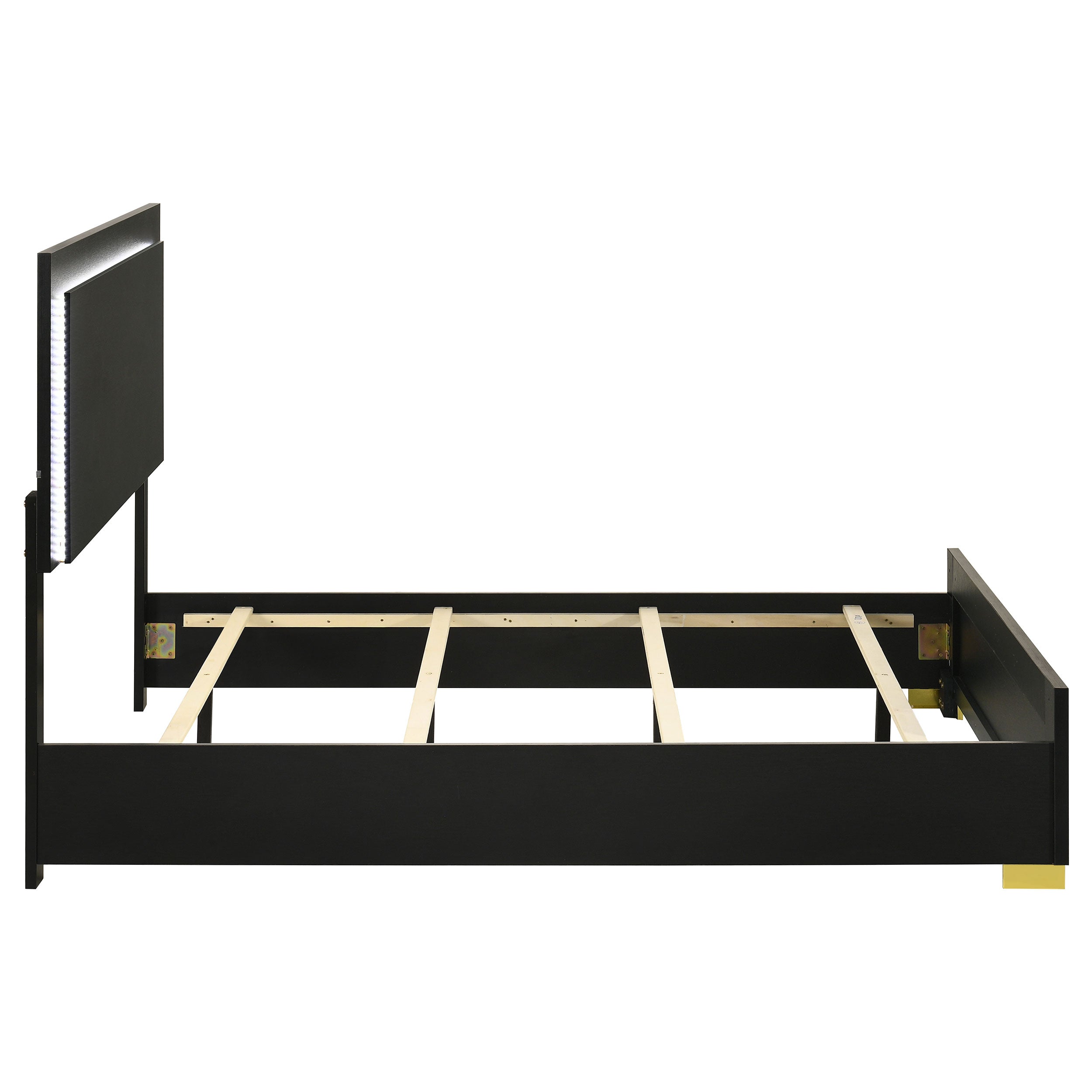 Marceline Wood Full LED Panel Bed Black-
