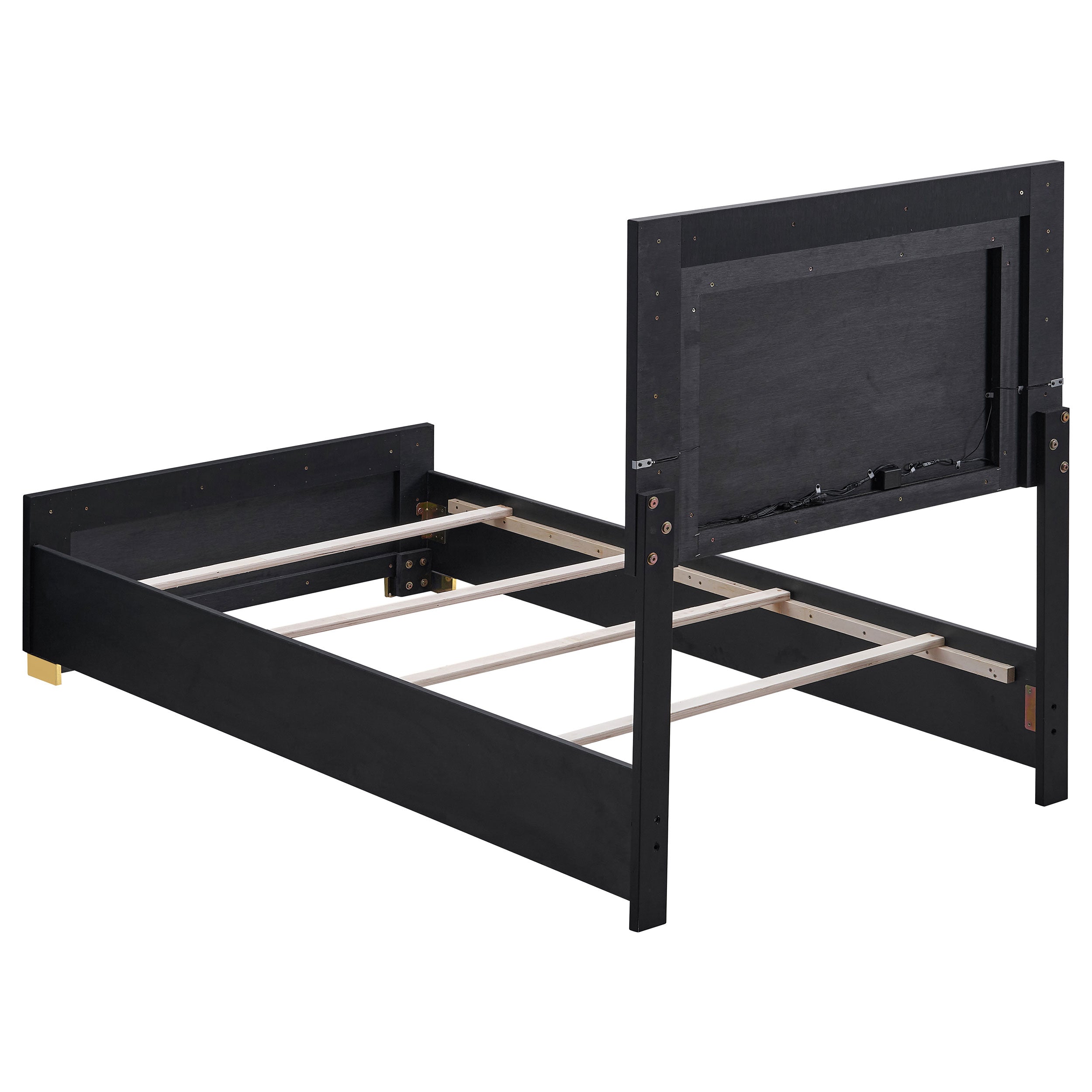 Marceline Wood Twin LED Panel Bed Black-