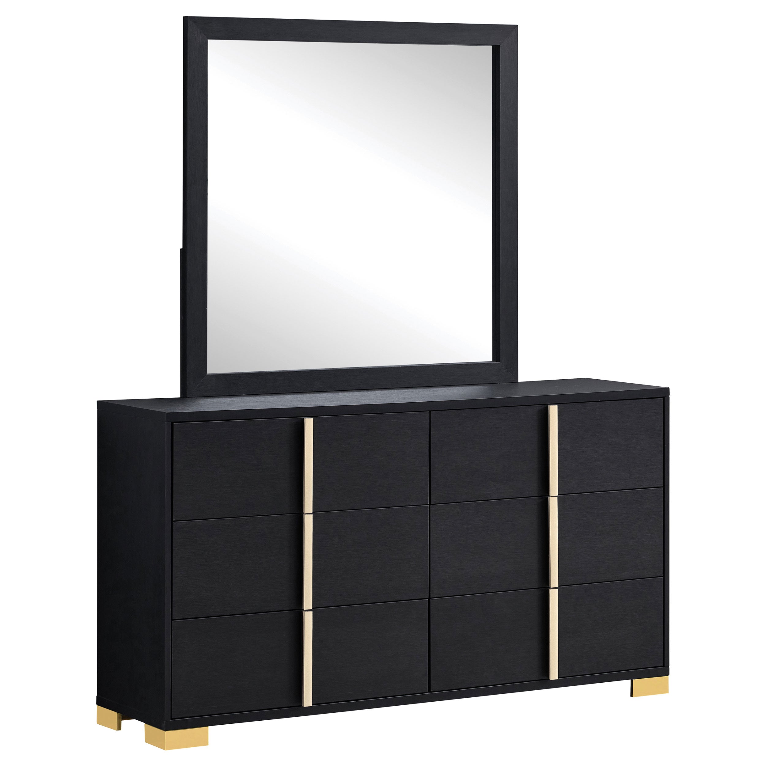 Marceline 6-drawer Dresser with Mirror Black-