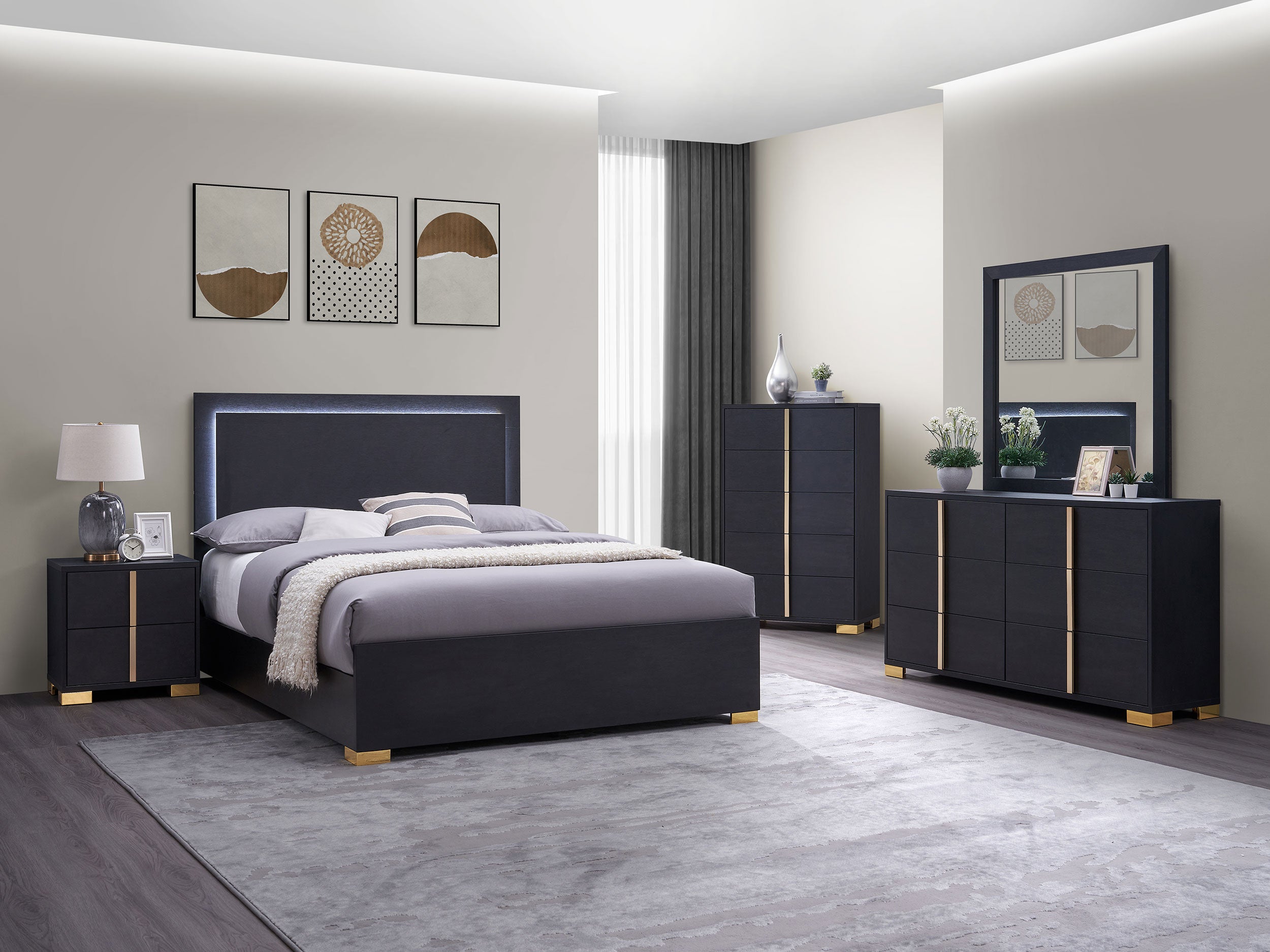 Marceline 5-drawer Bedroom Chest Black-