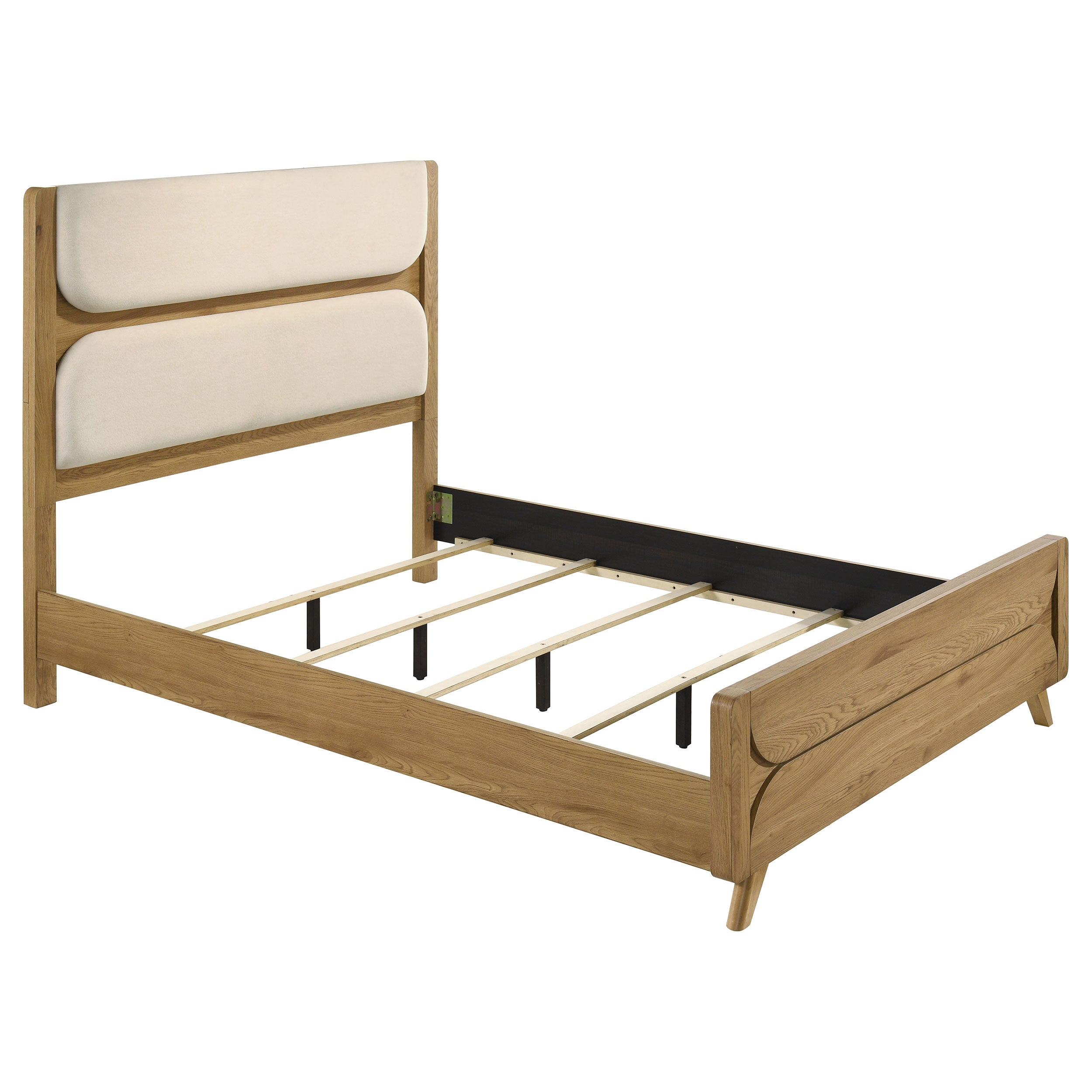 Bennett 62-inch Queen Upholstered Panel Bed Cream and Light Oak-