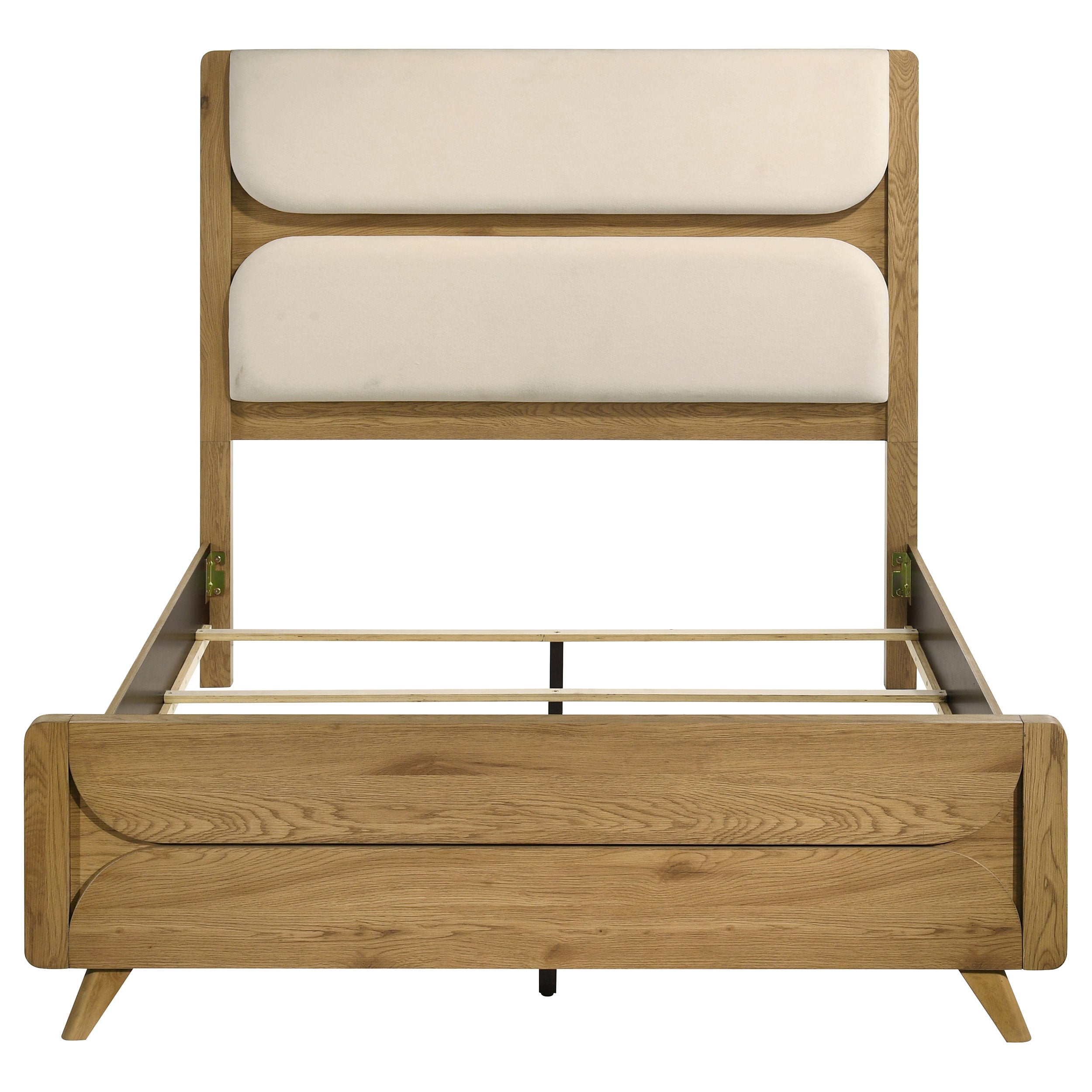 Bennett 62-inch Queen Upholstered Panel Bed Cream and Light Oak-