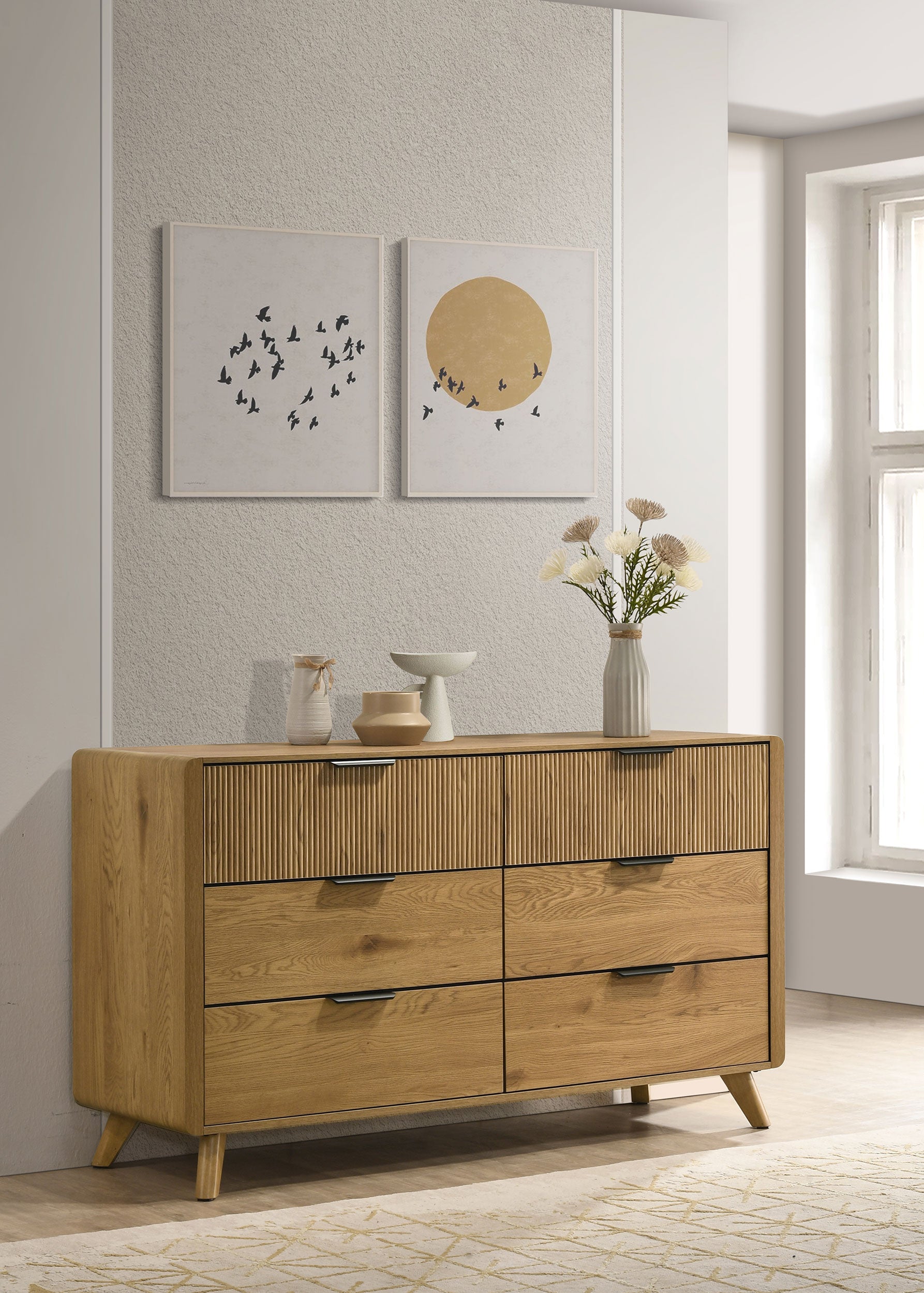 Bennett 6-drawer Bedroom Dresser Cabinet Light Oak-