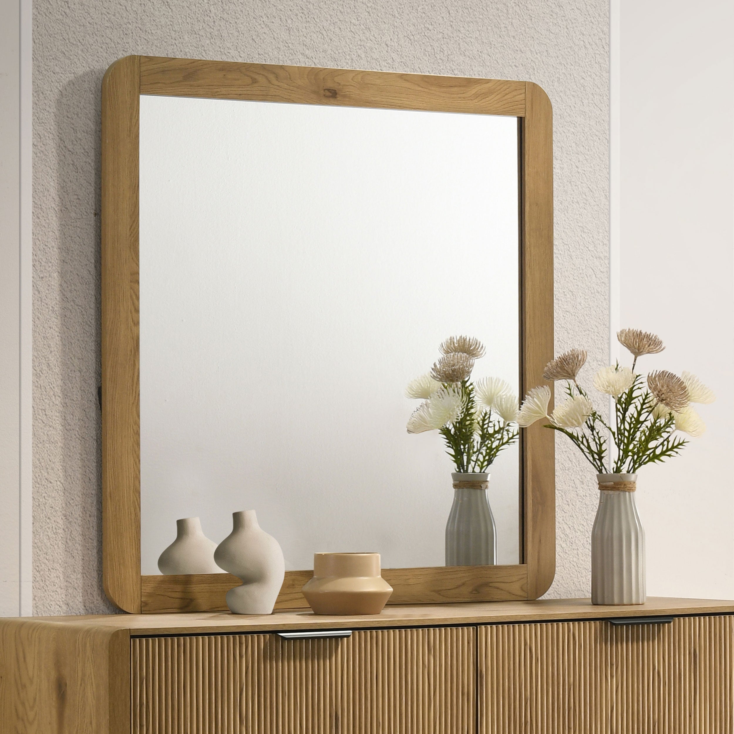 Bennett Bedroom Dresser Mirror Light Oak-