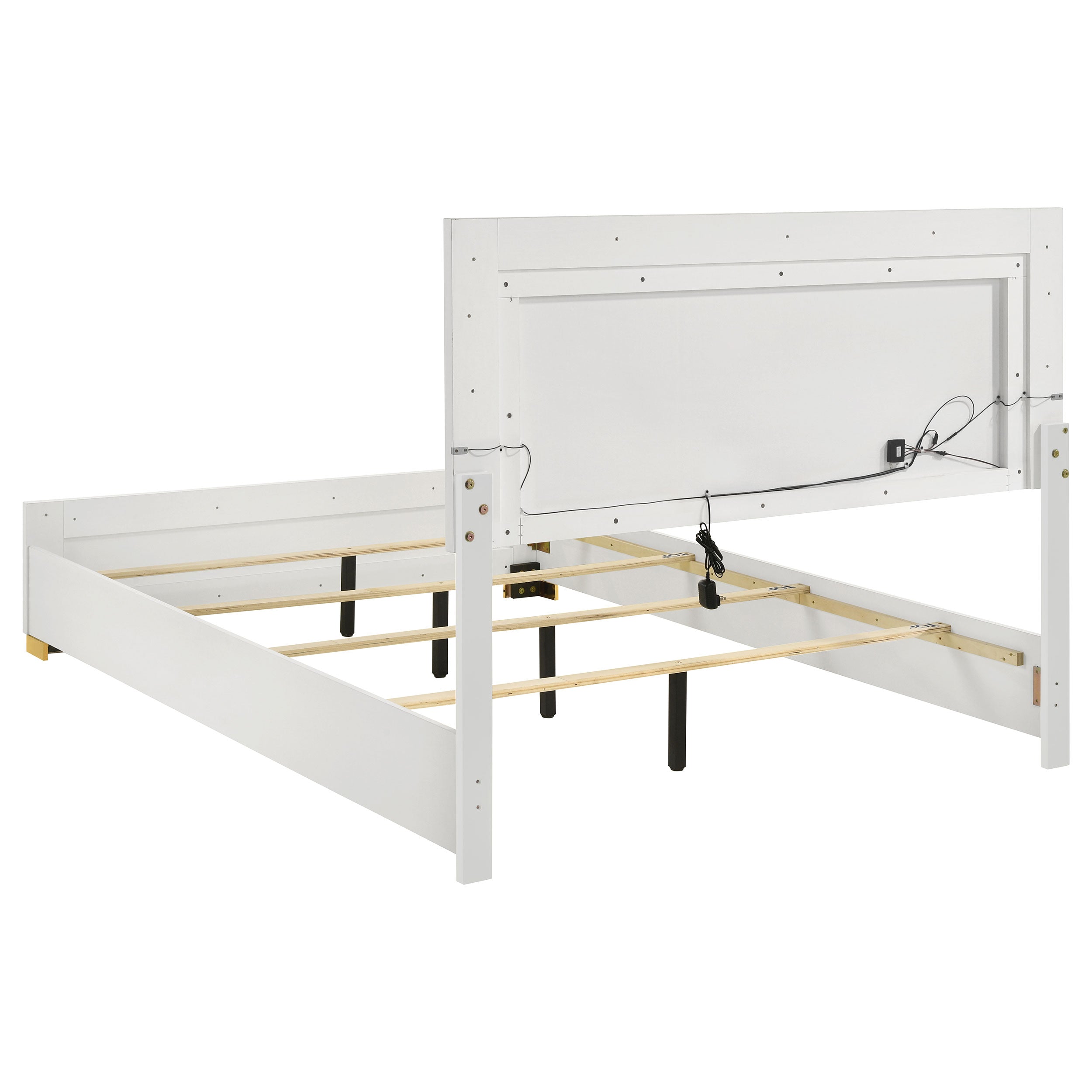 Marceline Wood Queen LED Panel Bed White-