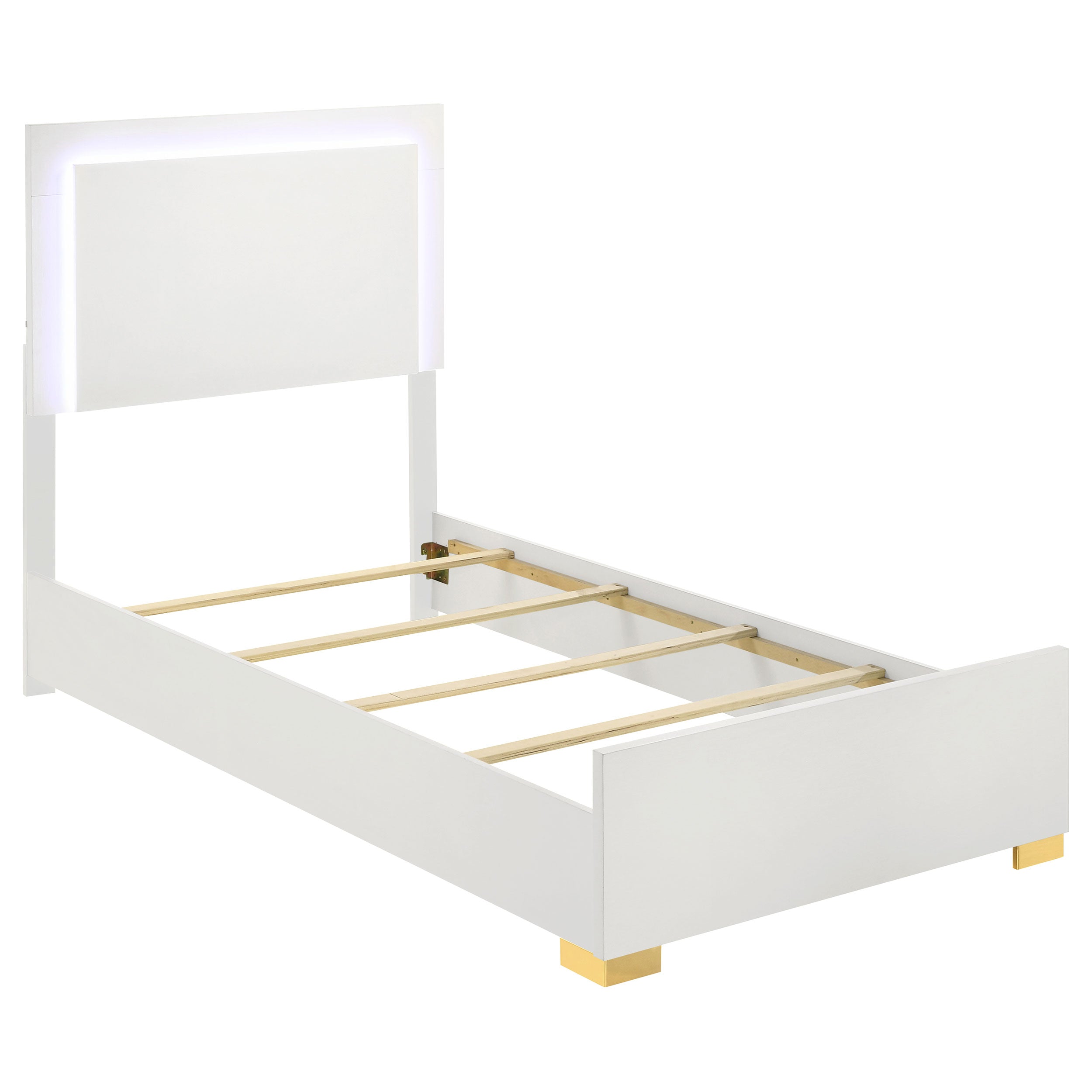 Marceline Wood Twin LED Panel Bed White-